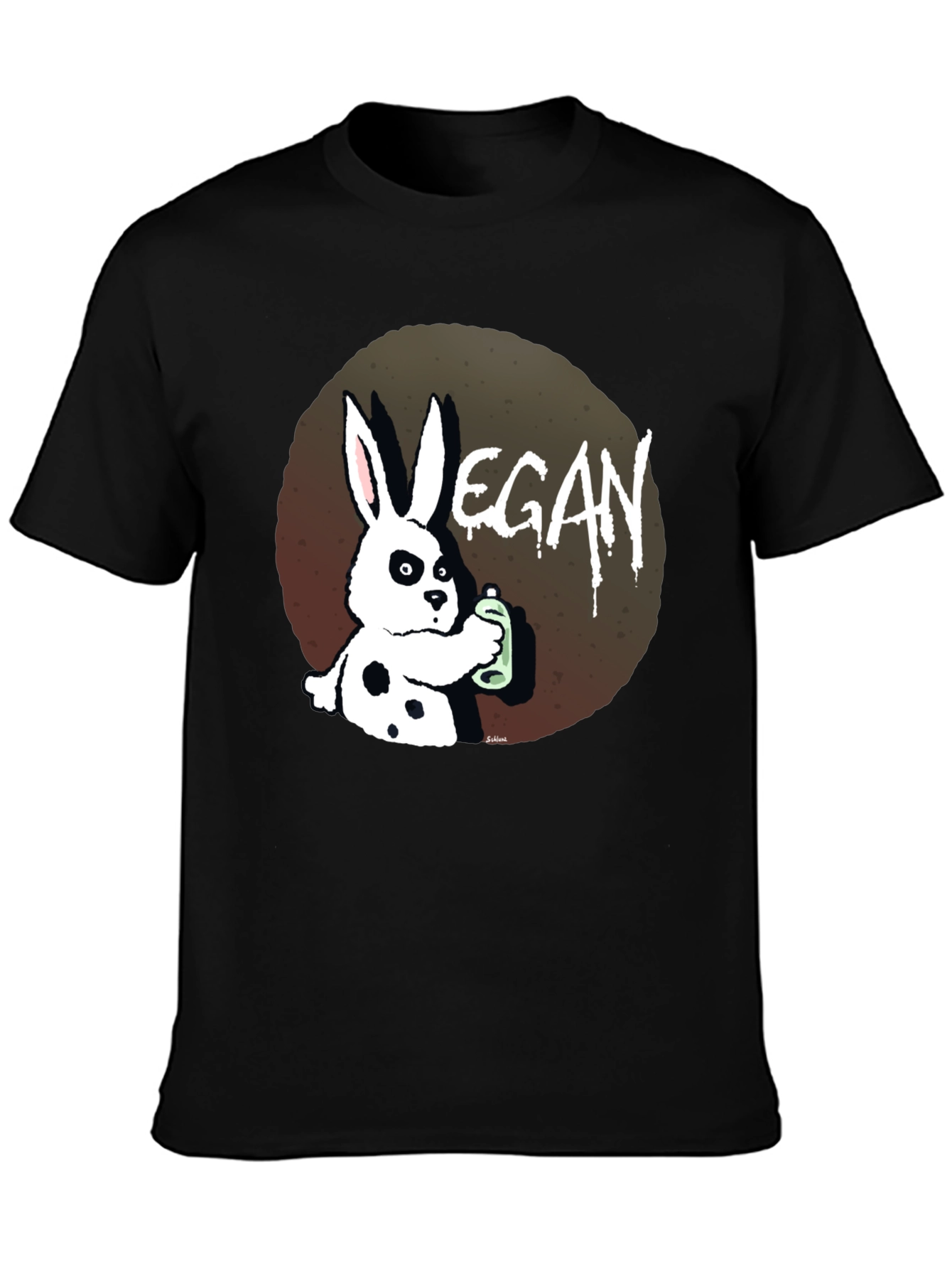 Vegan Rabbit Graphic T-Shirt - Black