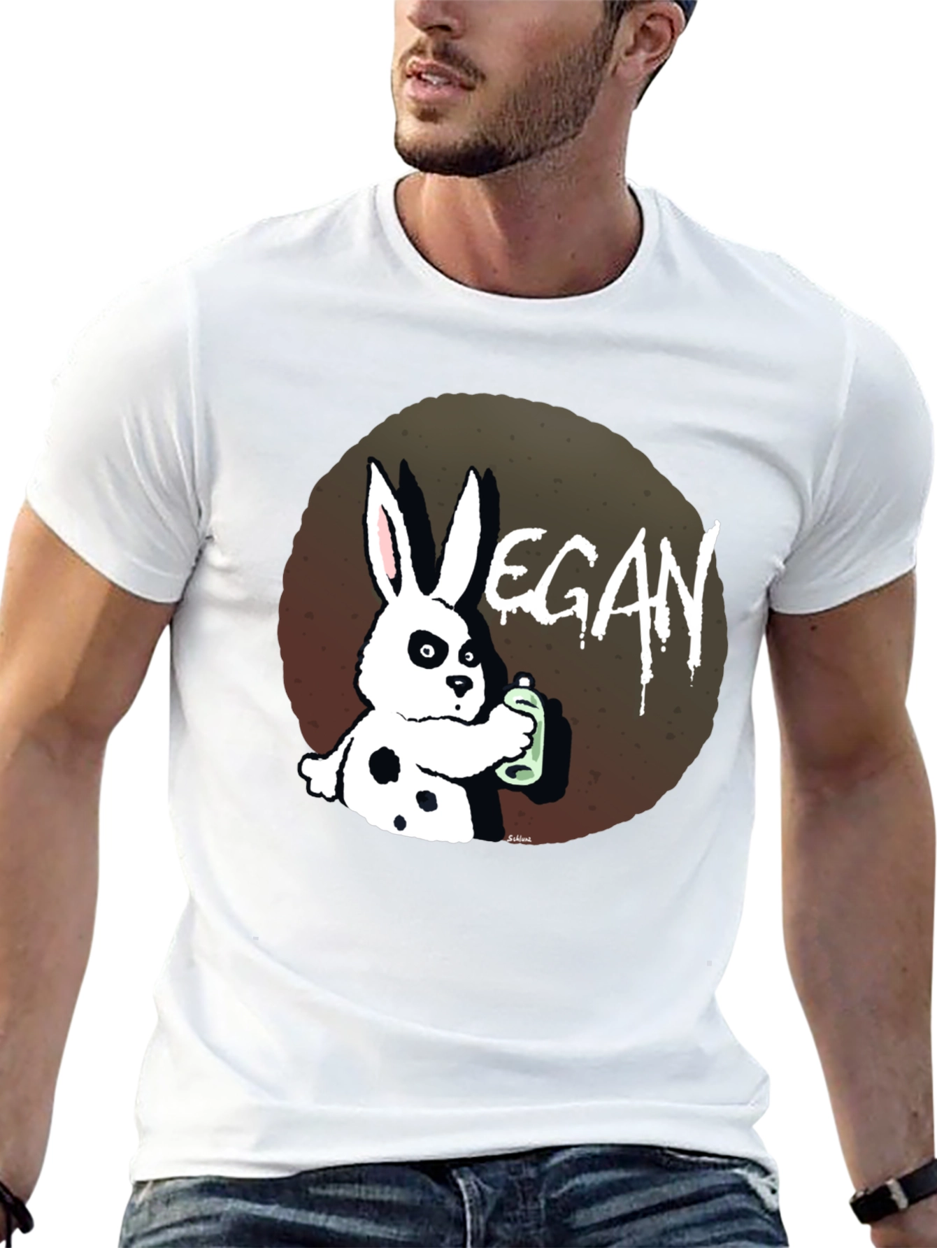 Vegan Rabbit Graphic T-Shirt - Black
