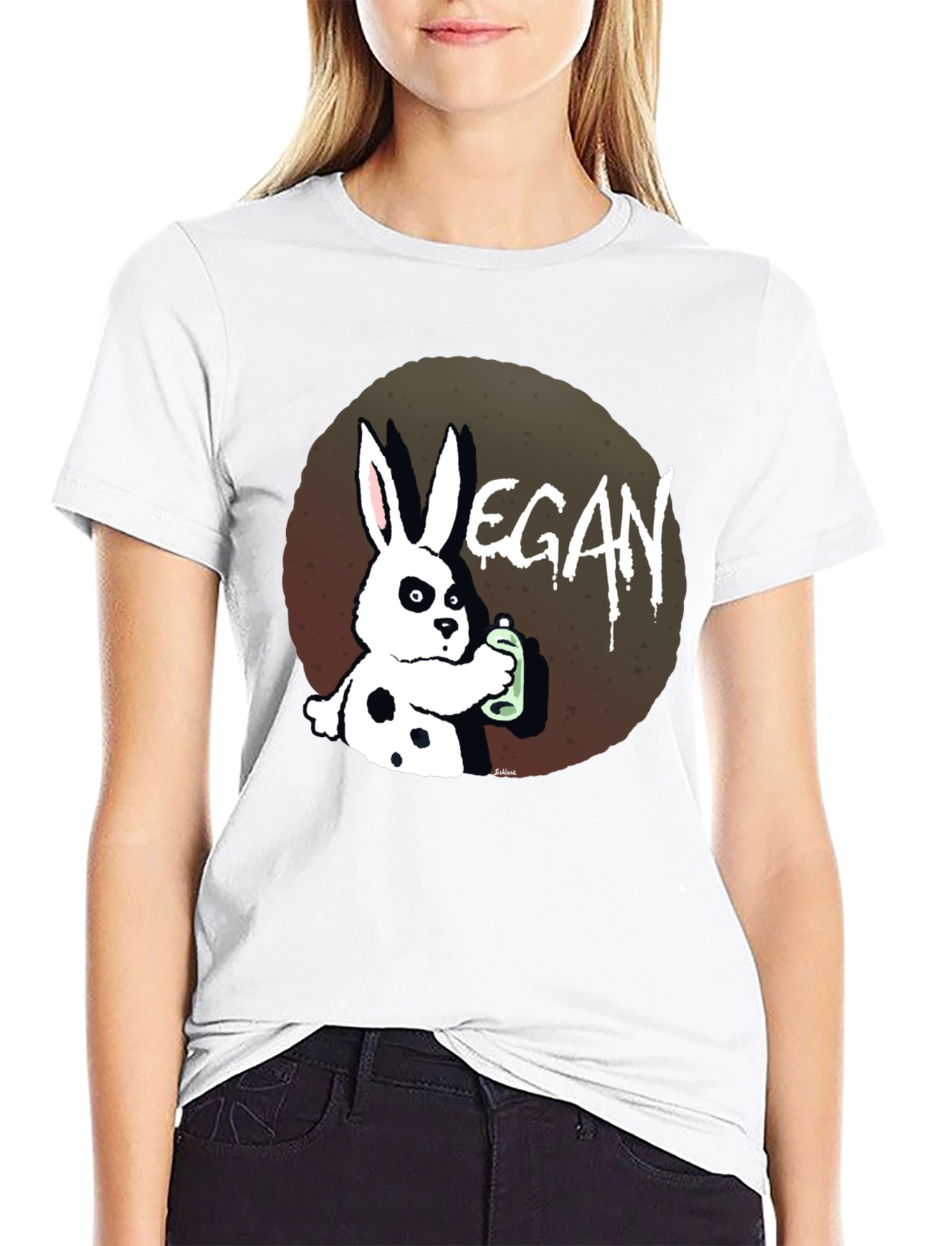 Vegan Rabbit Graphic T-Shirt - Black