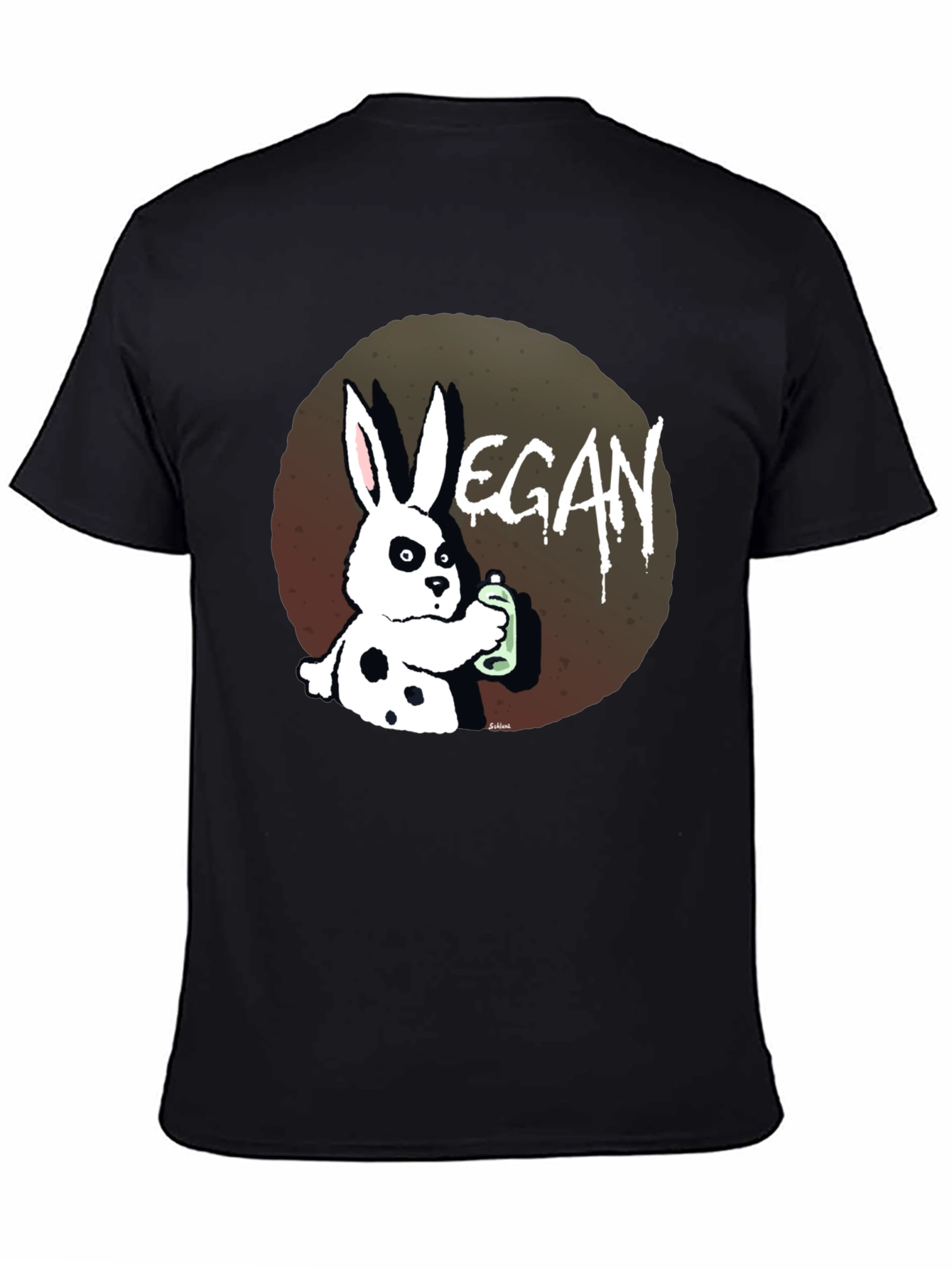 Vegan Rabbit Graphic T-Shirt - Black