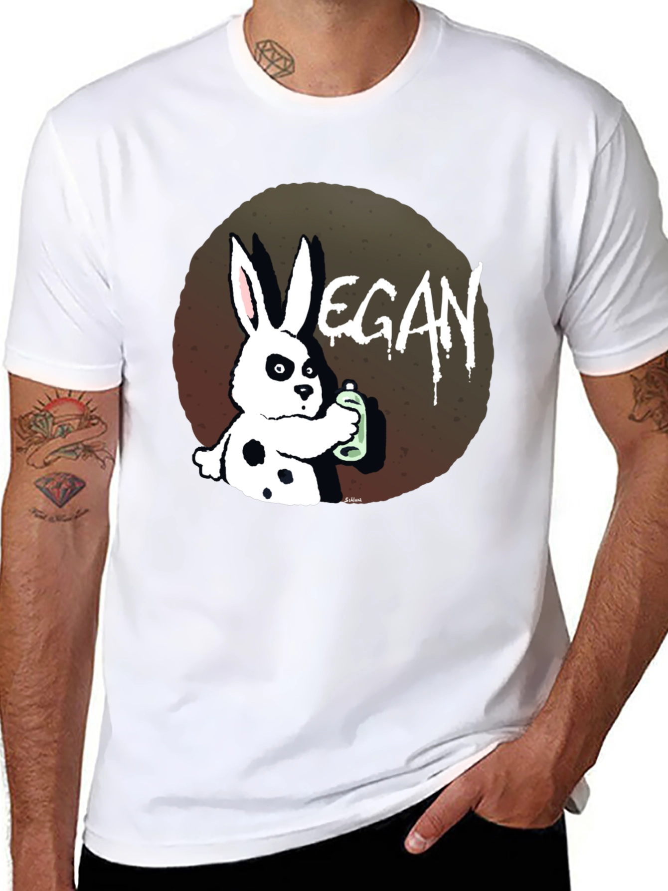 Vegan Rabbit Graphic T-Shirt - Black