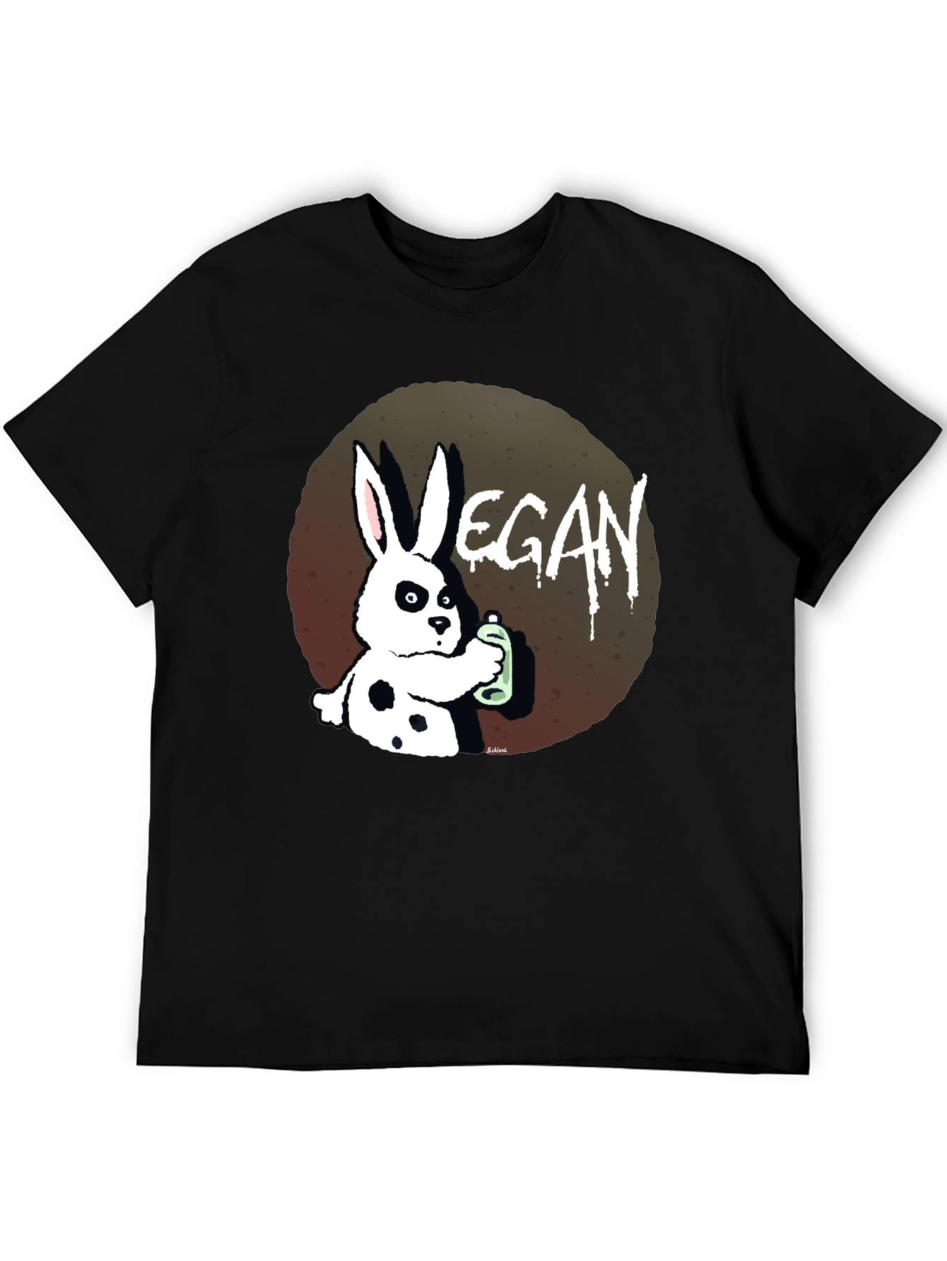 Vegan Rabbit Graphic T-Shirt - Black