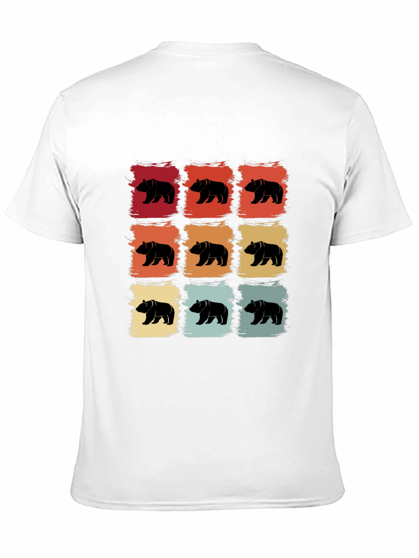Retro Bear Pattern T-Shirt - Cool Graphic Tee