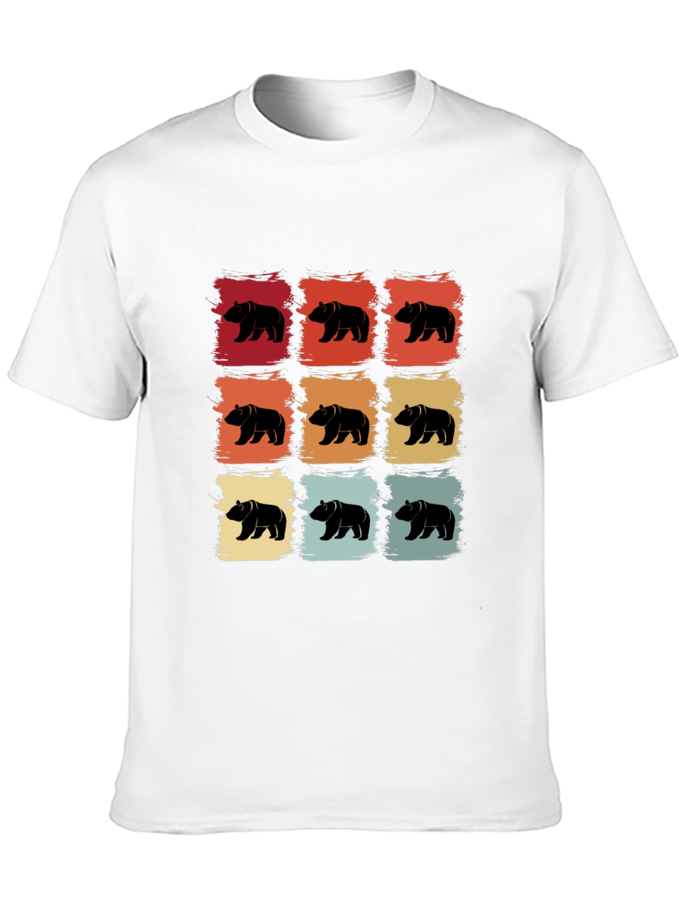 Retro Bear Pattern T-Shirt - Cool Graphic Tee