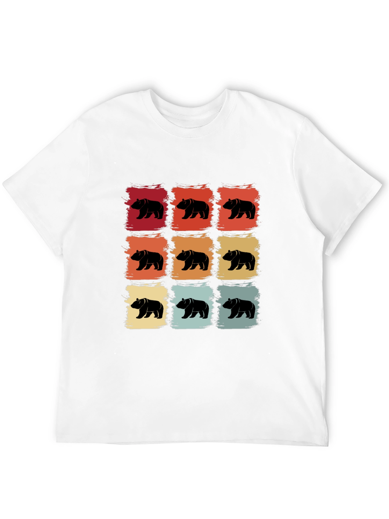 Retro Bear Pattern T-Shirt - Cool Graphic Tee