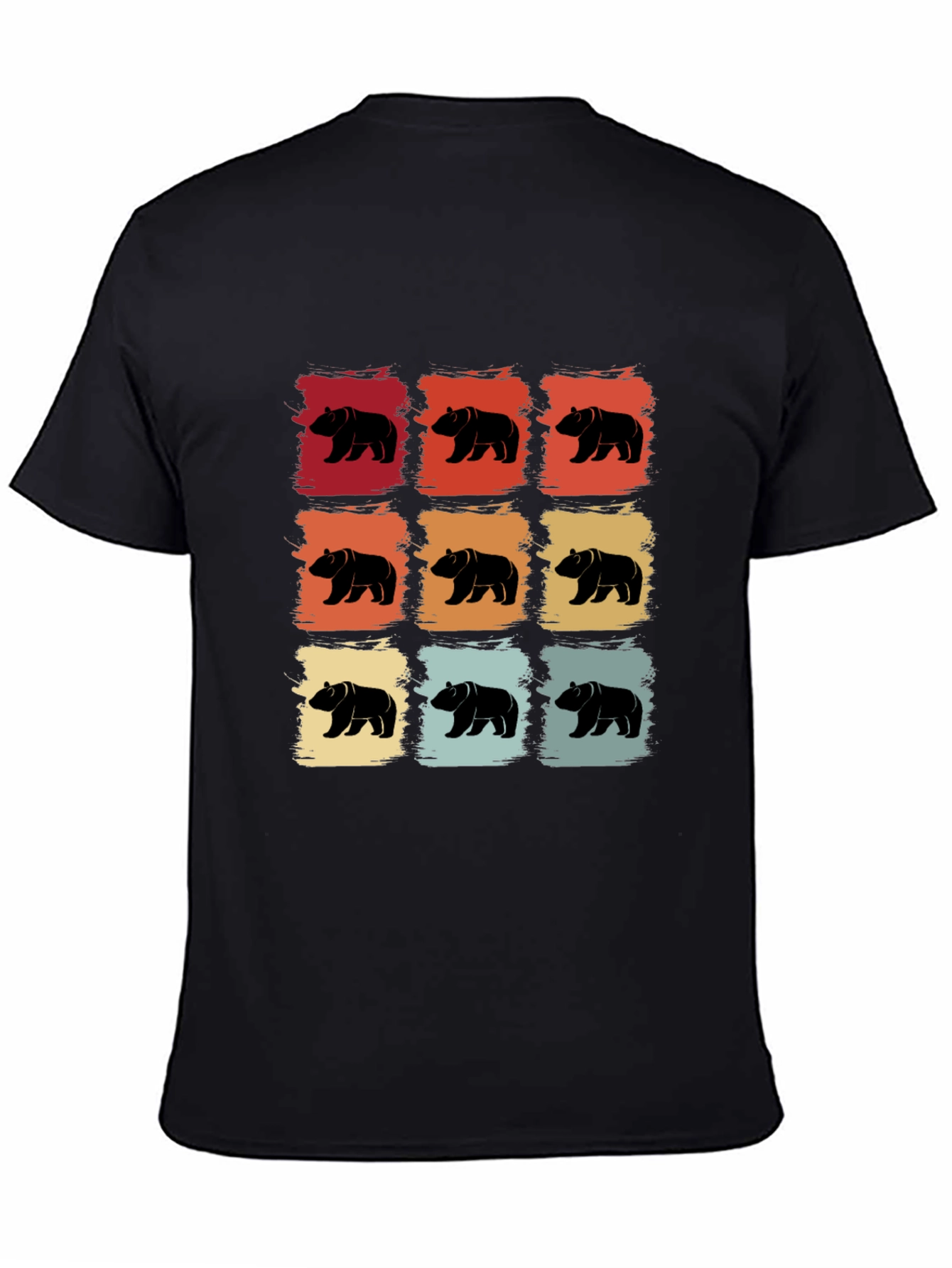 Retro Bear Pattern T-Shirt - Cool Graphic Tee