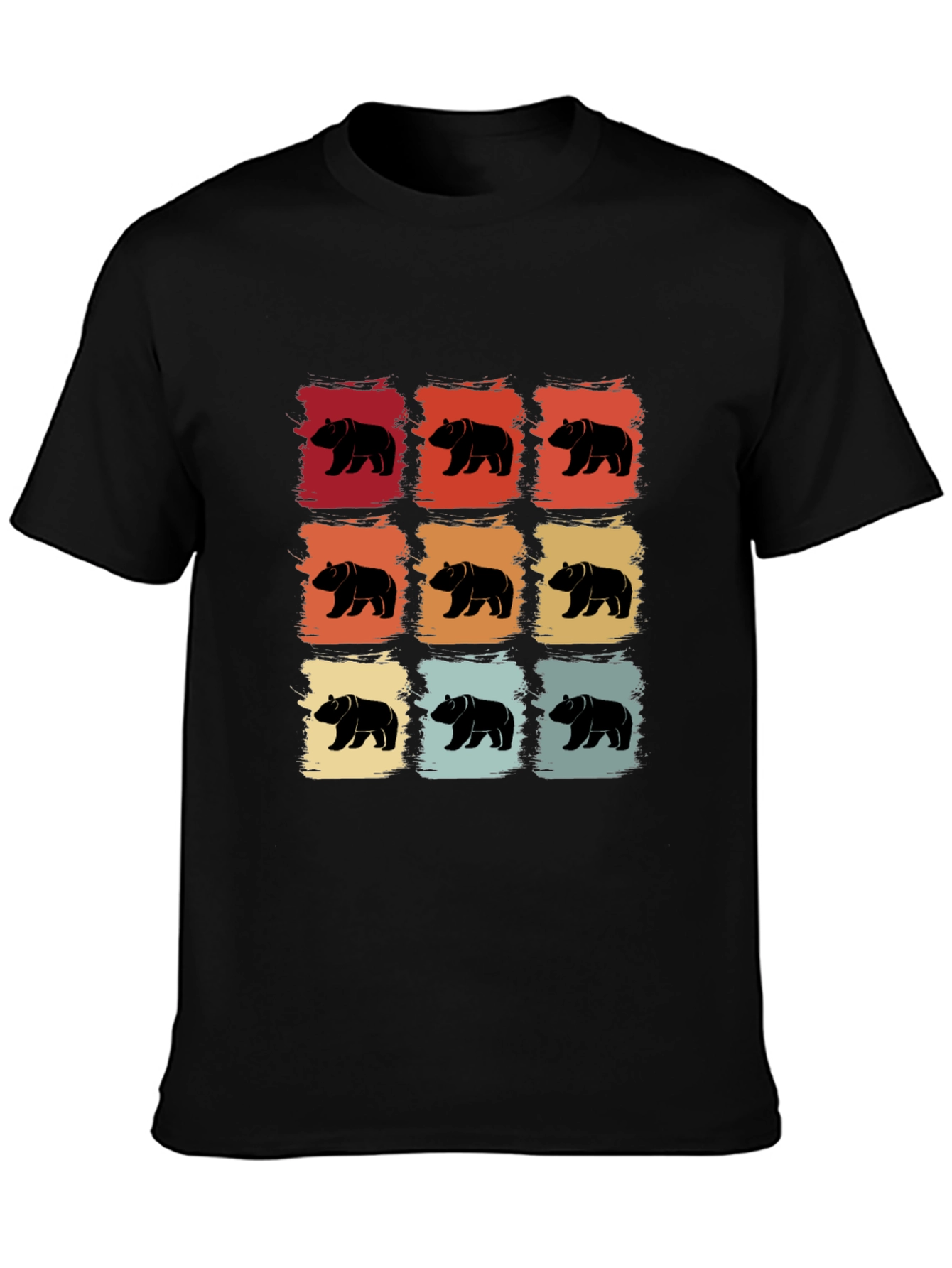 Retro Bear Pattern T-Shirt - Cool Graphic Tee