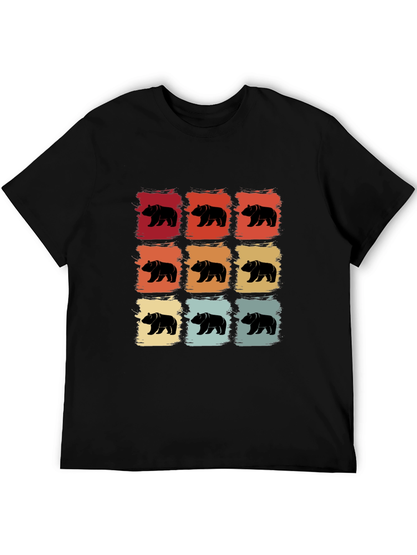 Retro Bear Pattern T-Shirt - Cool Graphic Tee