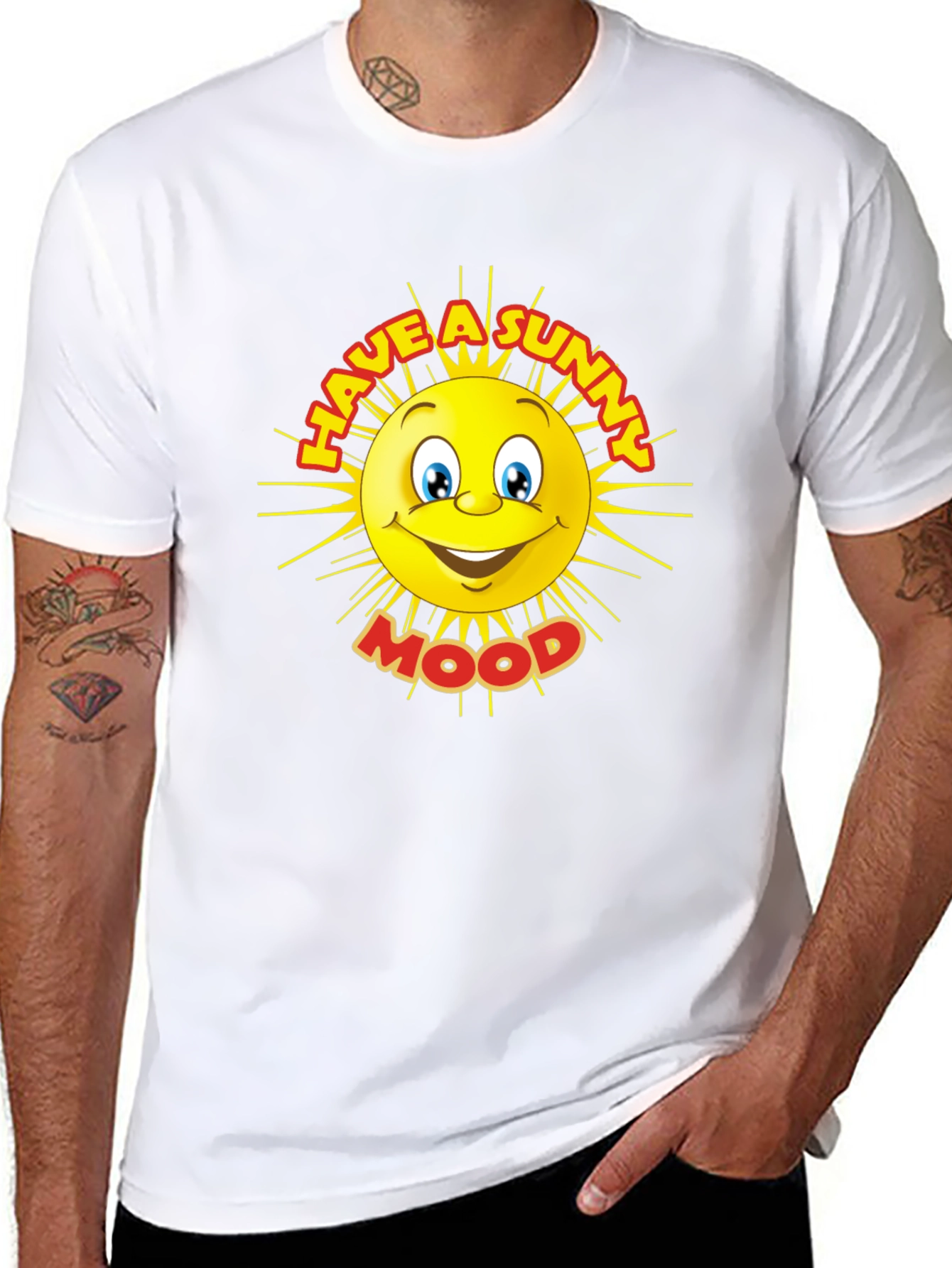 Sunny Mood Graphic Tee - Black Cotton T-Shirt