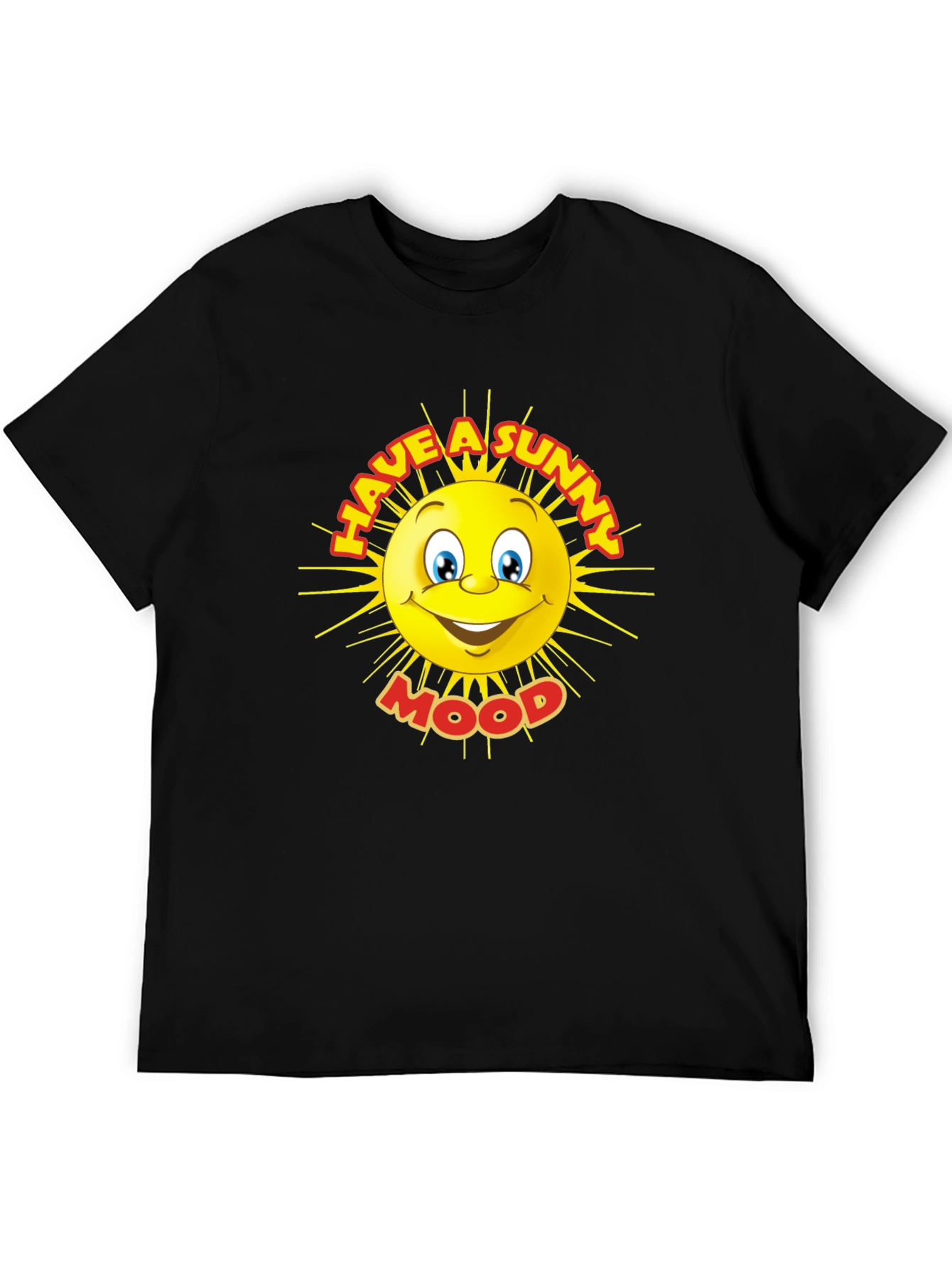 Sunny Mood Graphic Tee - Black Cotton T-Shirt