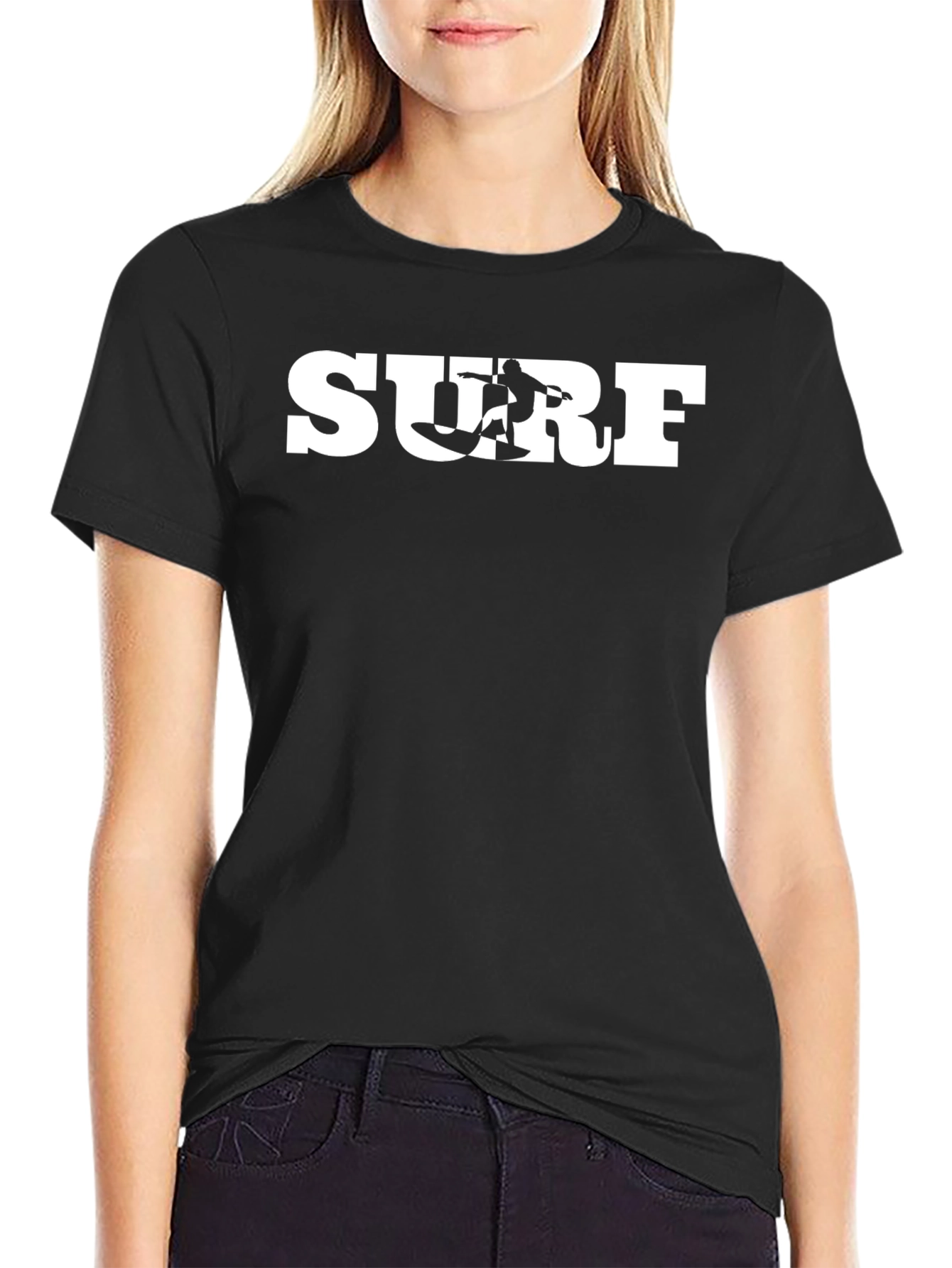 Surf Graphic Tee - Black Cotton T-Shirt