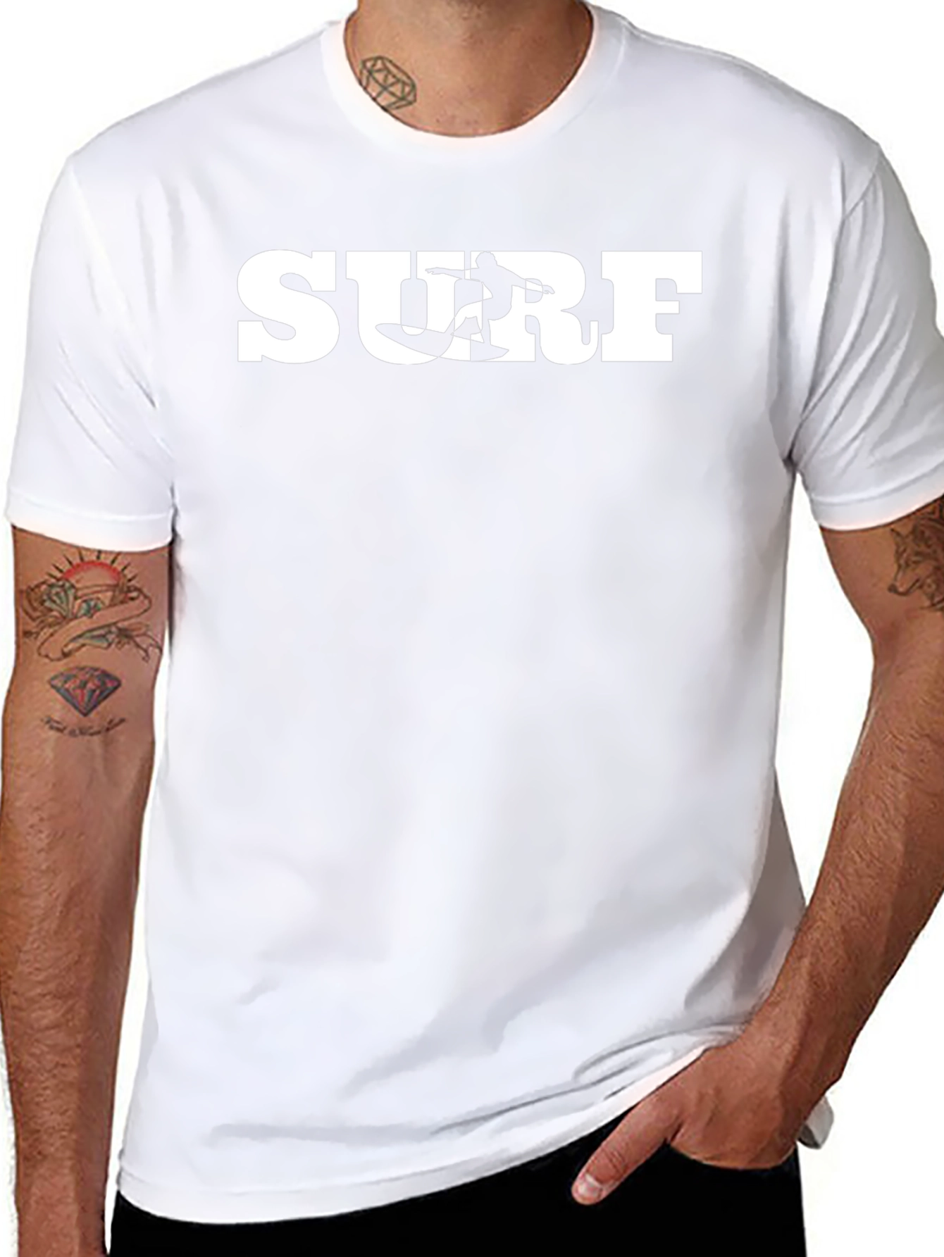 Surf Graphic Tee - Black Cotton T-Shirt
