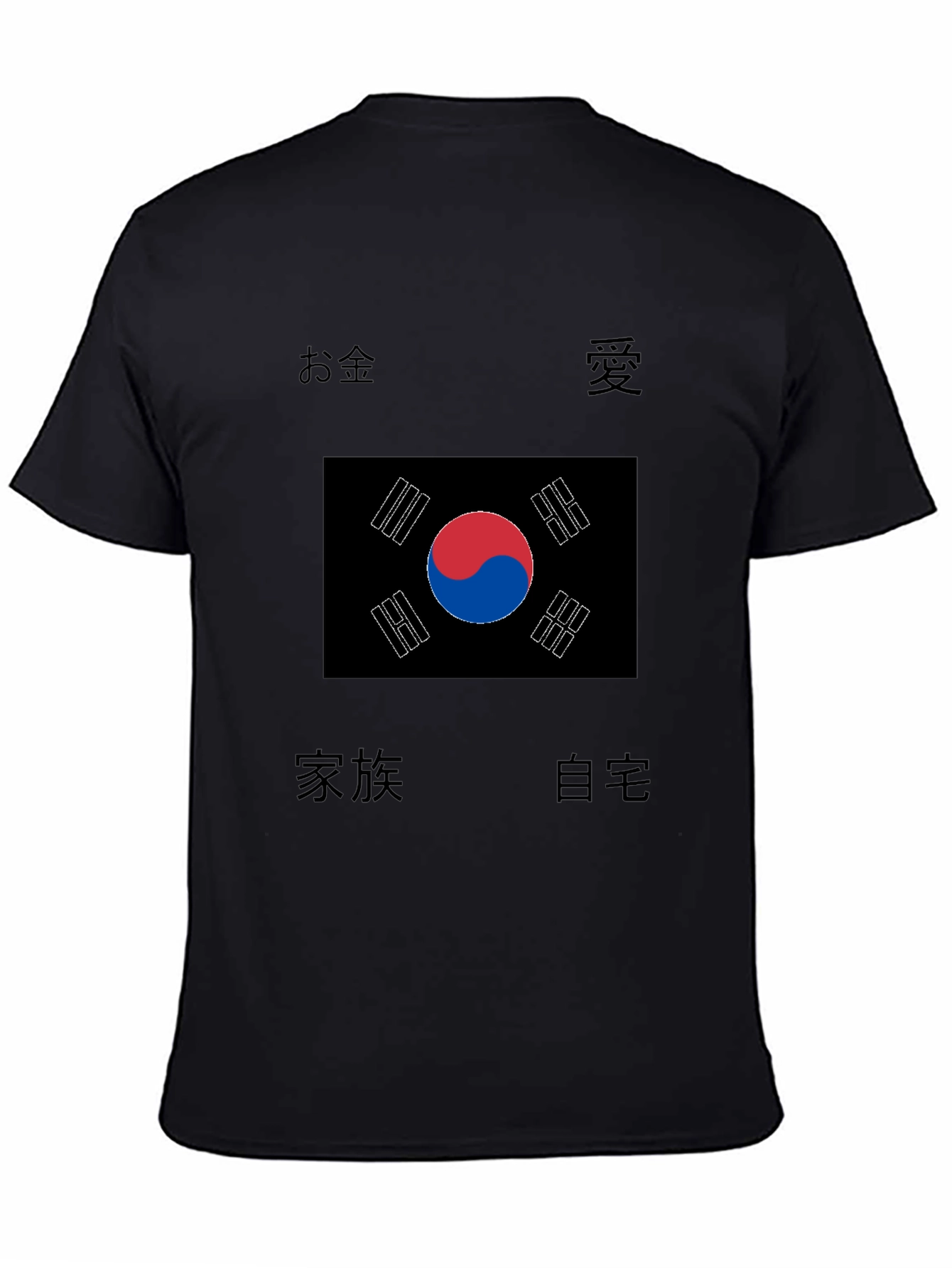 South Korea Flag T-Shirt with Symbolic Asian Text