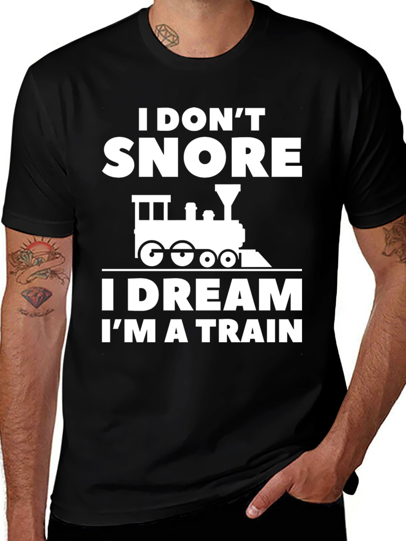 Funny I Dream Im a Train Black Graphic Tee