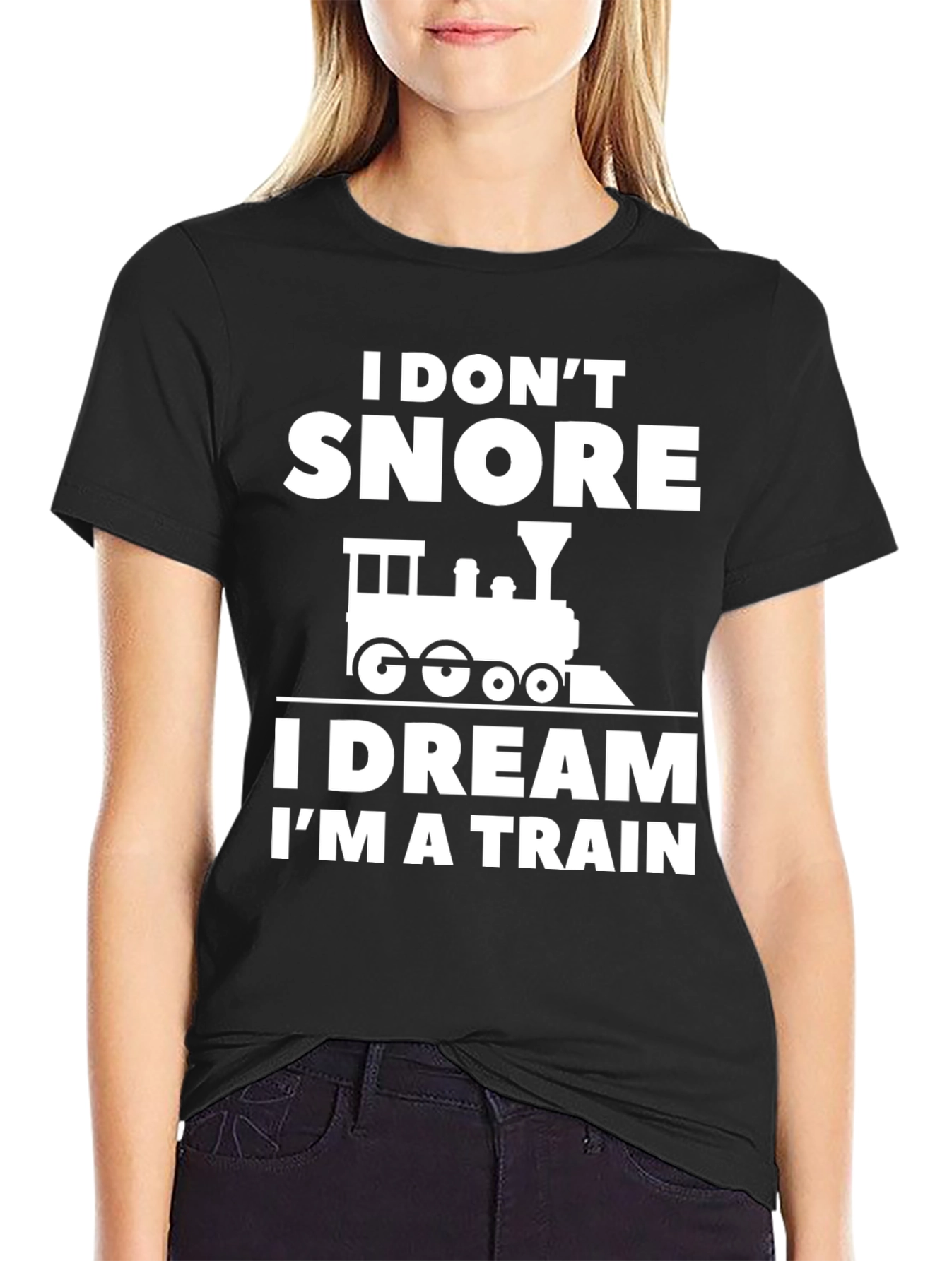 Funny I Dream Im a Train Black Graphic Tee