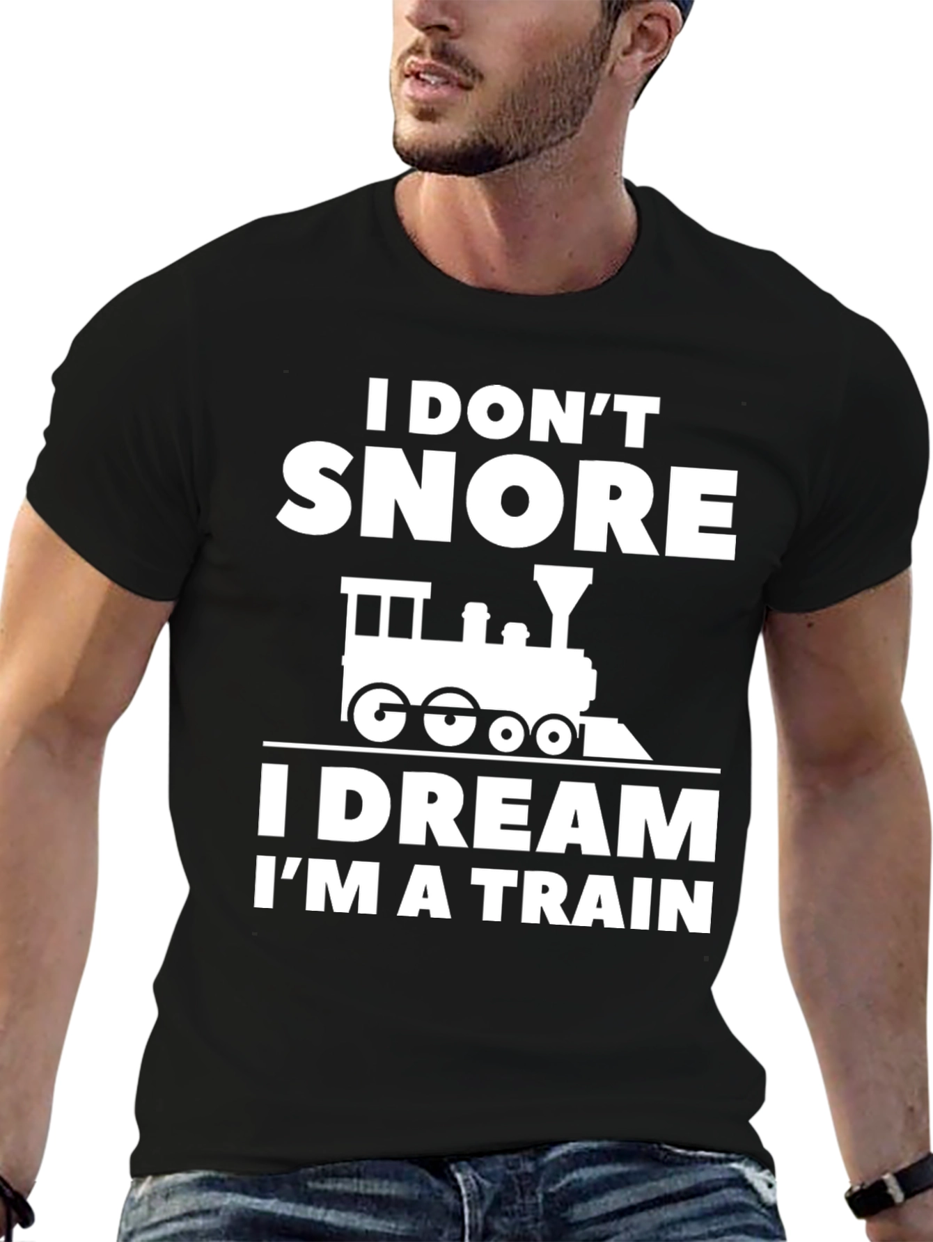 Funny I Dream Im a Train Black Graphic Tee
