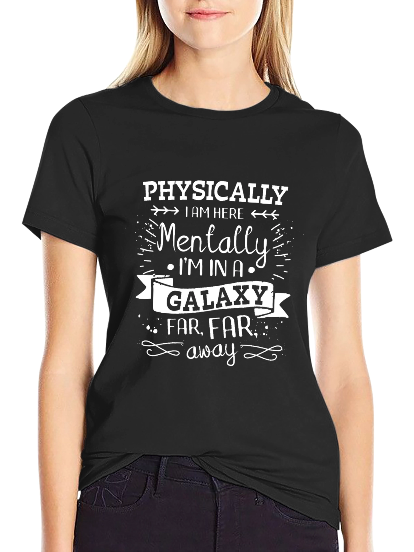 Galaxy Far Away Graphic Tee - Black Cotton T-Shirt