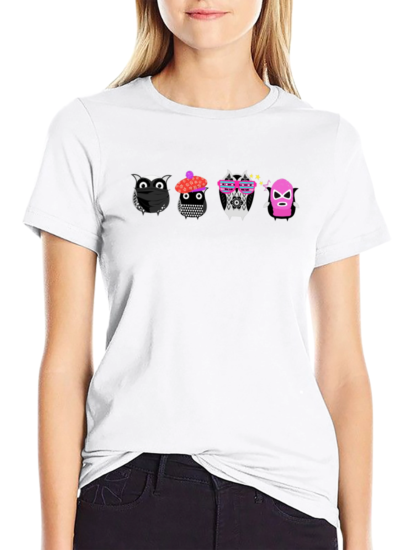 Unique Owl Cartoon Graphic Tee