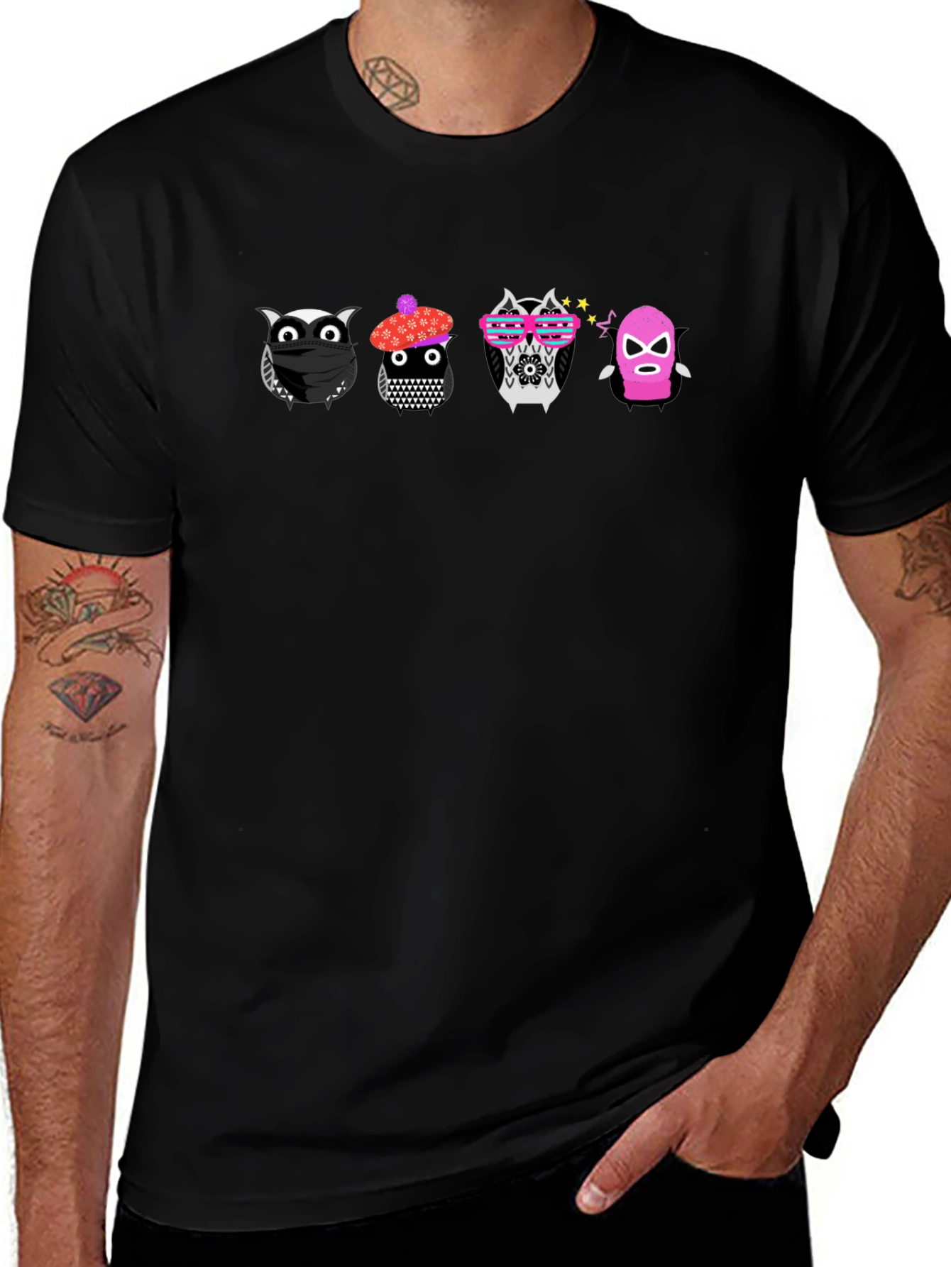 Unique Owl Cartoon Graphic Tee