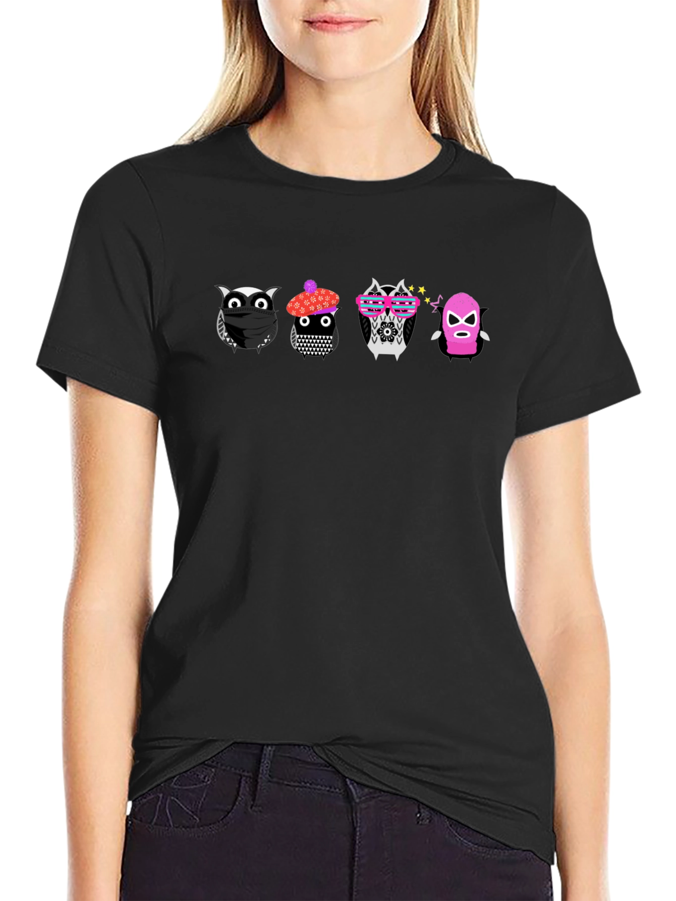 Unique Owl Cartoon Graphic Tee