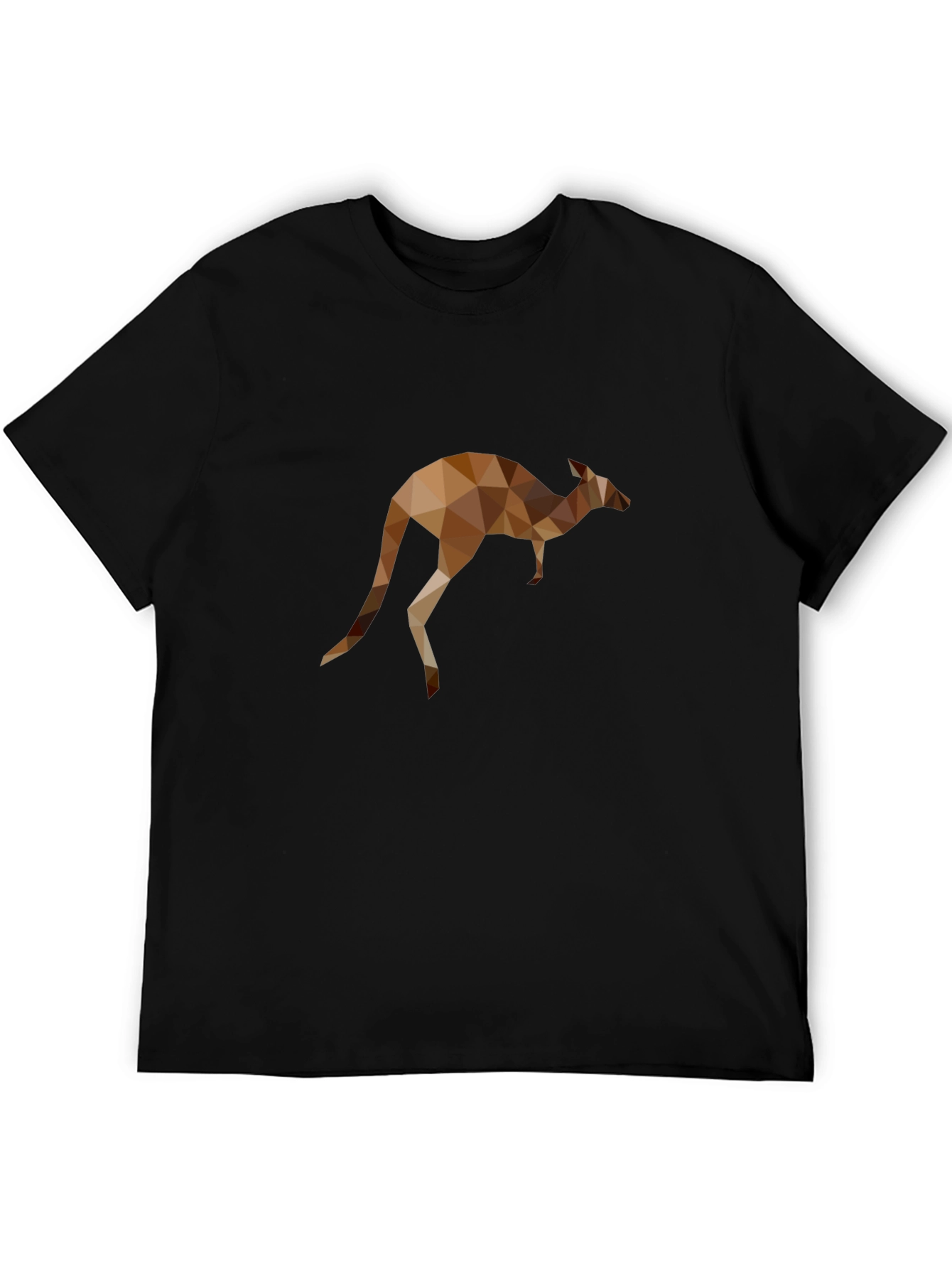 Geometric Kangaroo Print Black T-Shirt