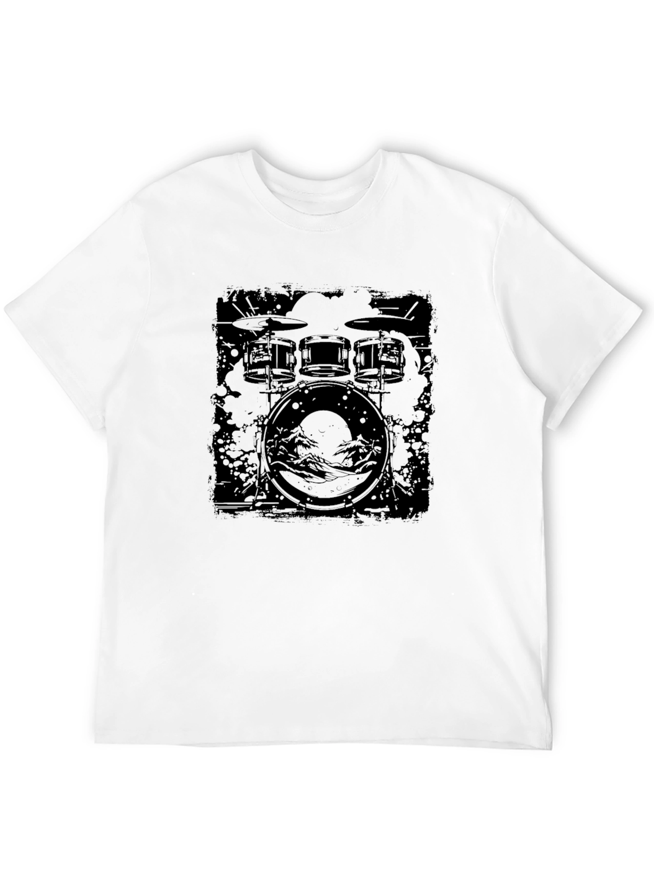 Drum Kit Graphic Tee - Black Cotton T-Shirt