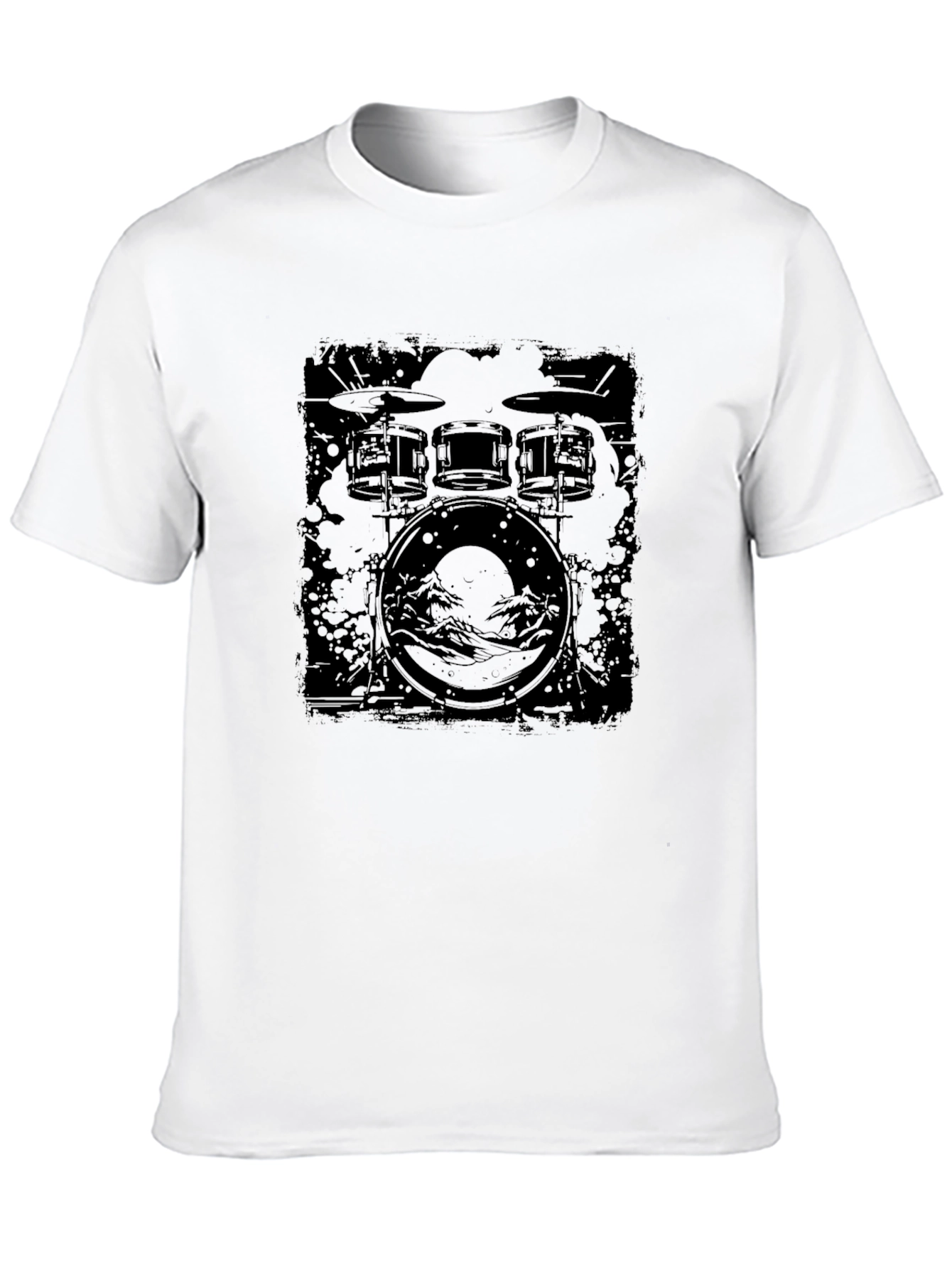 Drum Kit Graphic Tee - Black Cotton T-Shirt