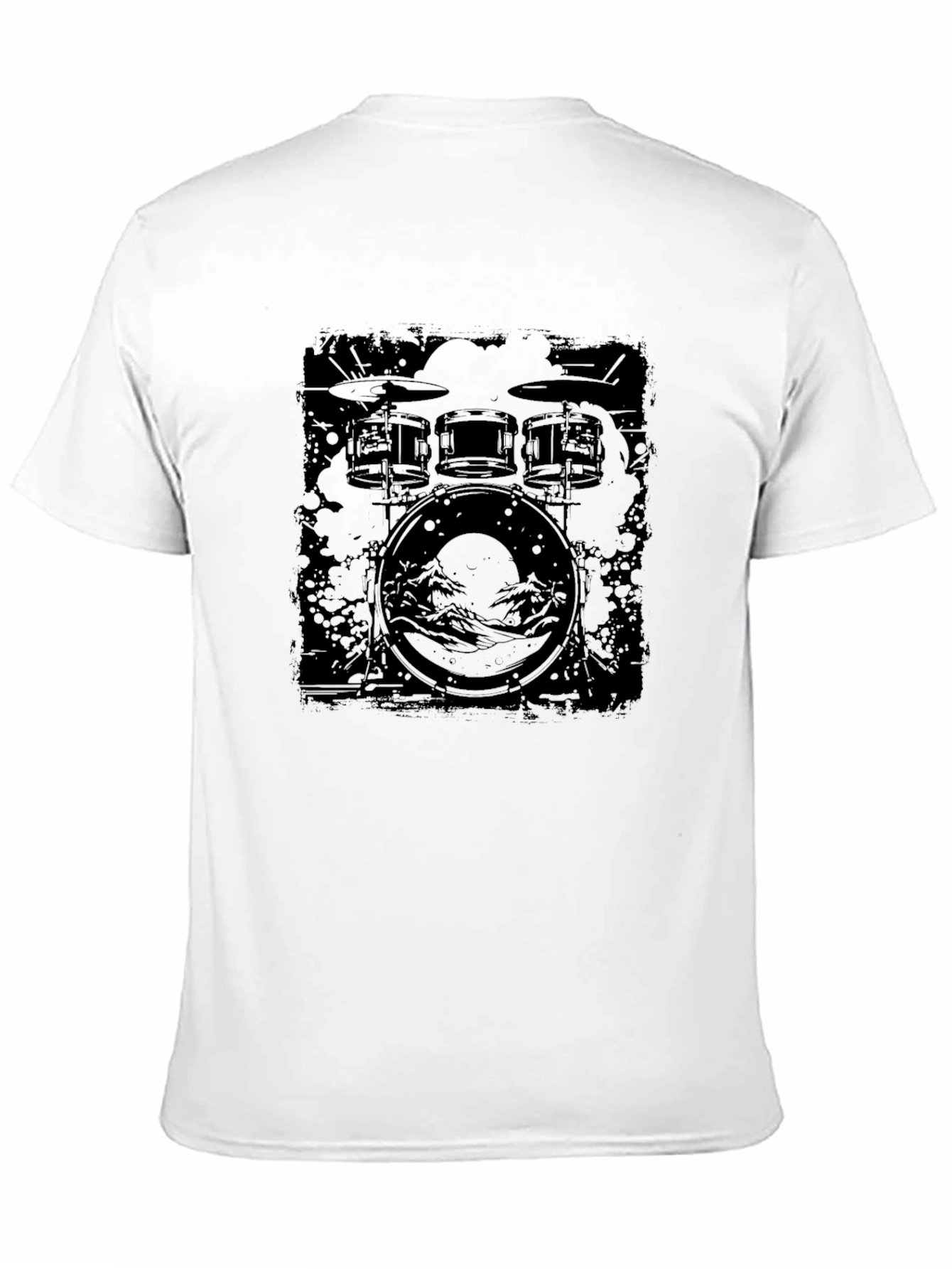 Drum Kit Graphic Tee - Black Cotton T-Shirt