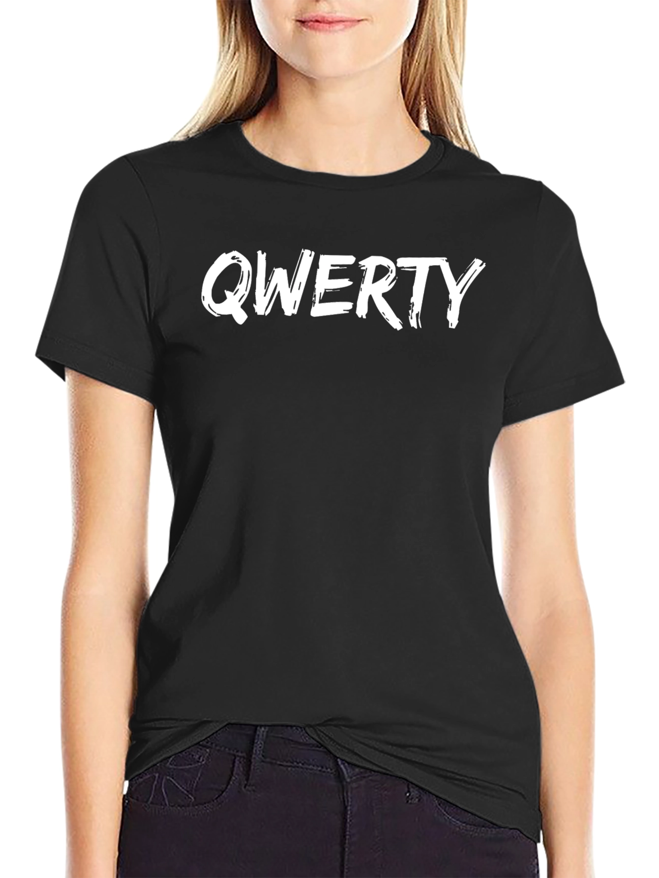 QWERTY Text Black Short Sleeve T-Shirt