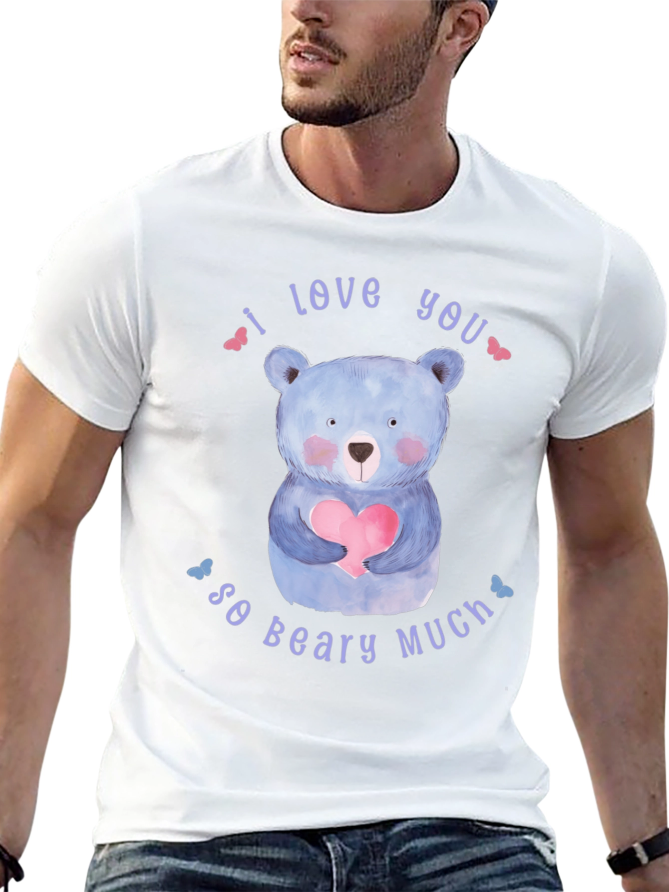 I Love You So Beary Much Black T-Shirt