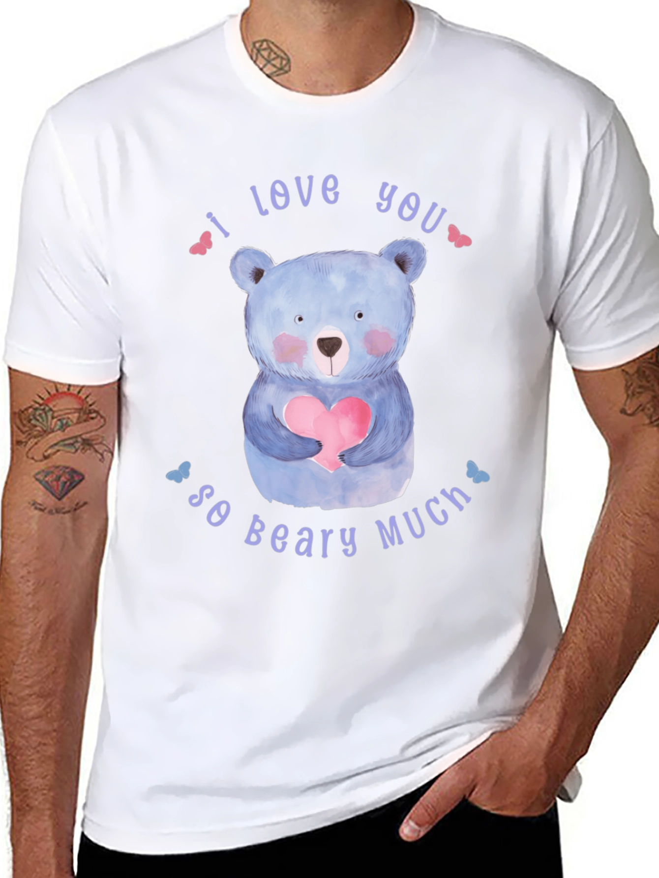 I Love You So Beary Much Black T-Shirt