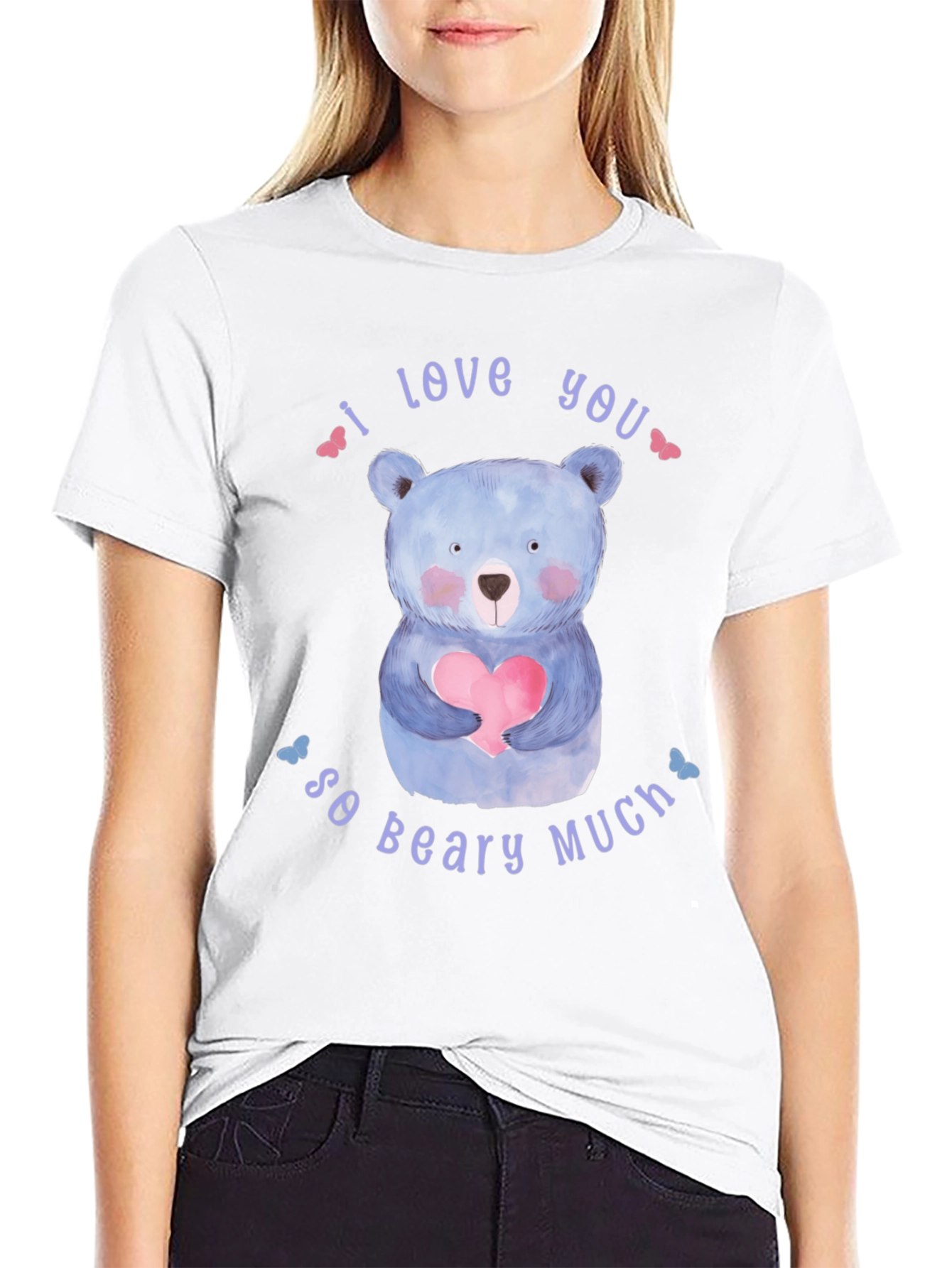 I Love You So Beary Much Black T-Shirt