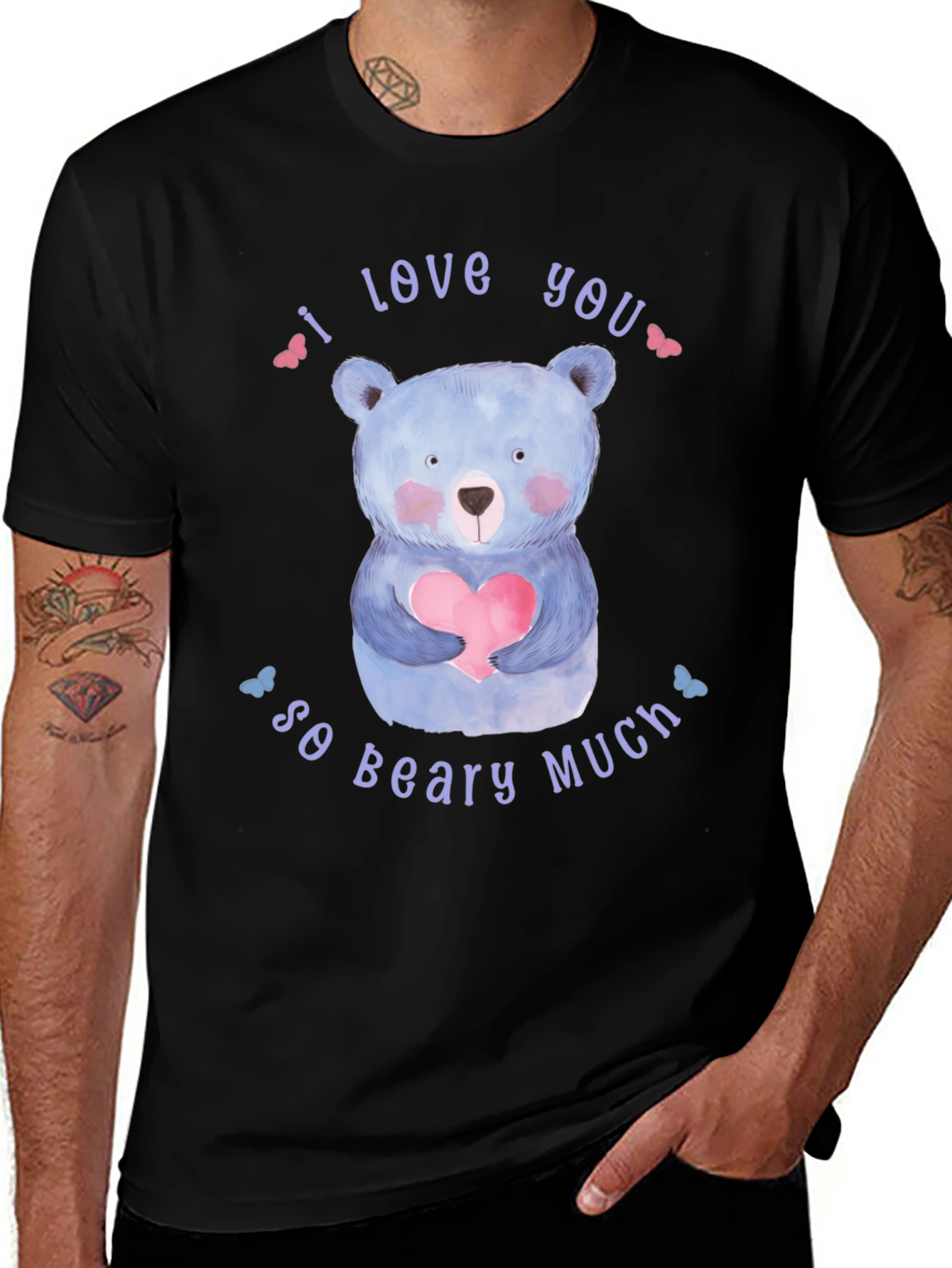 I Love You So Beary Much Black T-Shirt