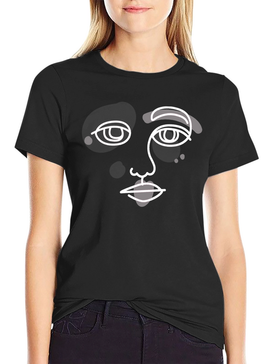 Abstract Face Graphic Tee - Modern Art Style T-Shirt