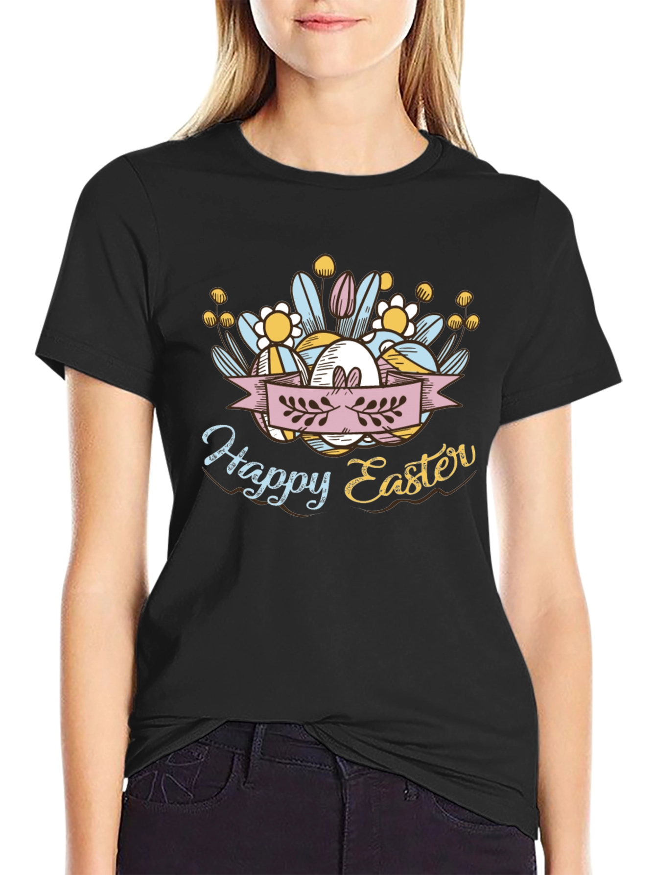 Happy Easter Black T-Shirt