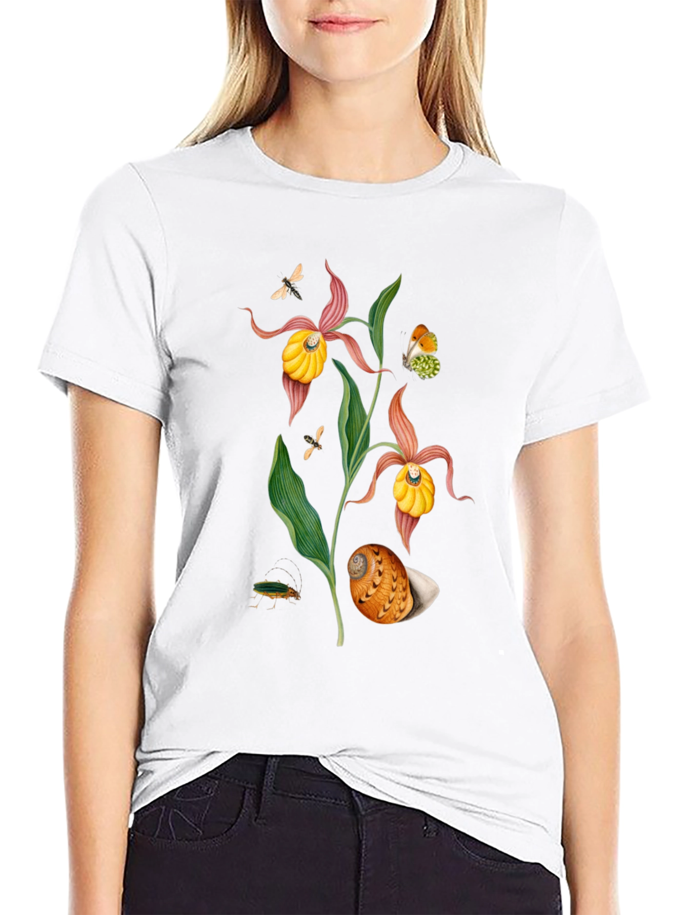 Botanical Print T-Shirt - Black