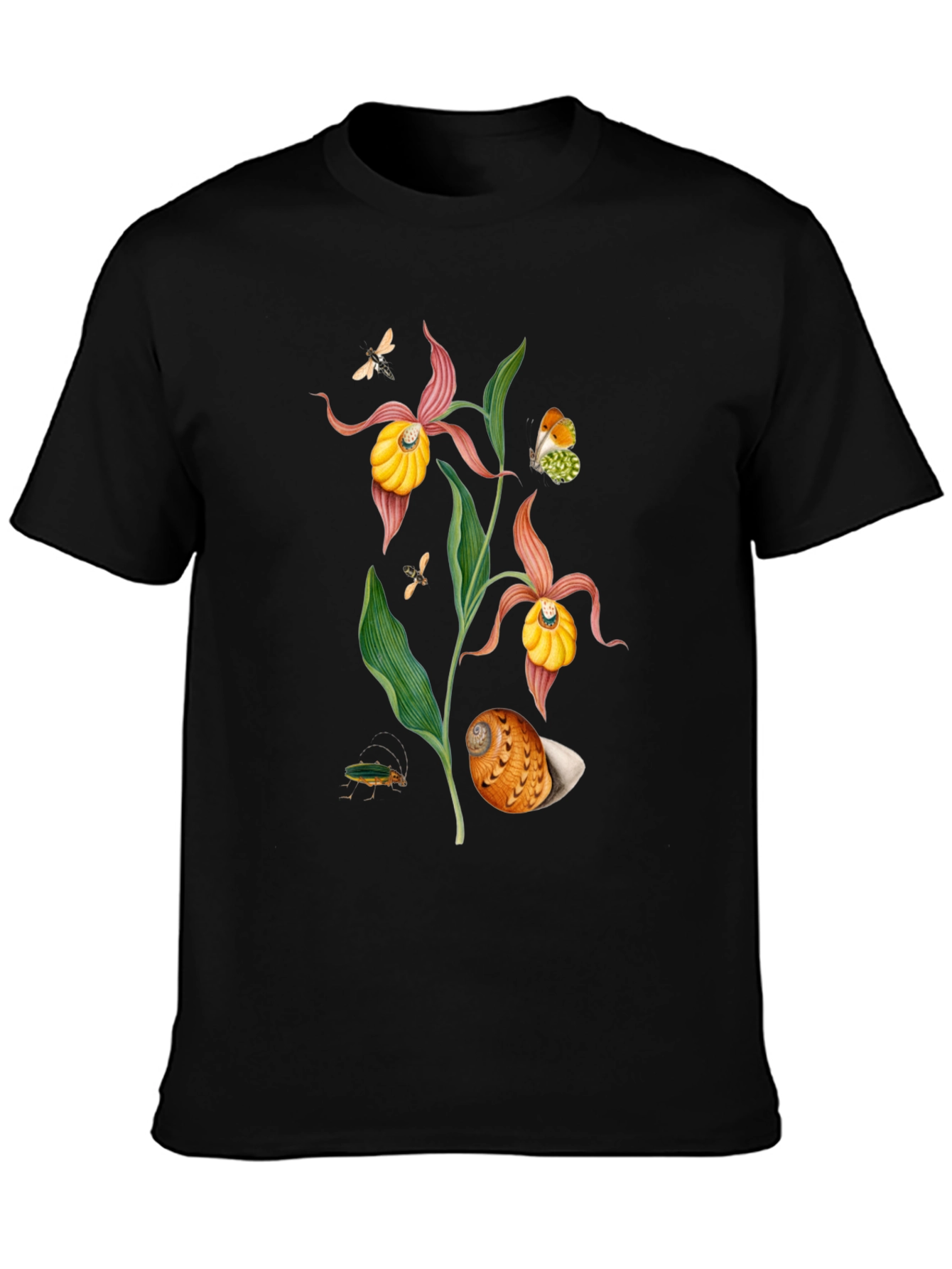 Botanical Print T-Shirt - Black