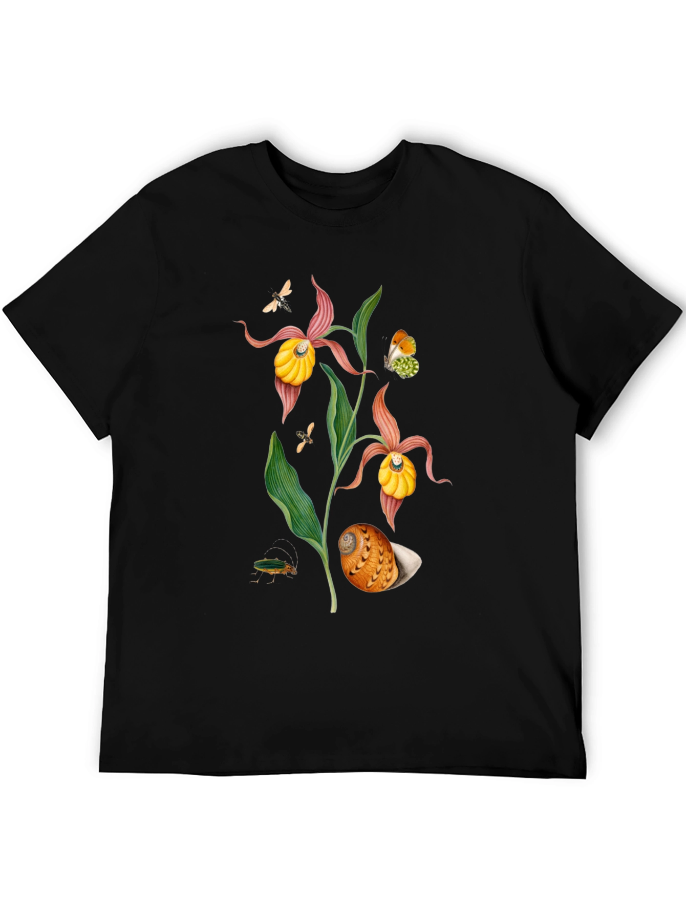 Botanical Print T-Shirt - Black