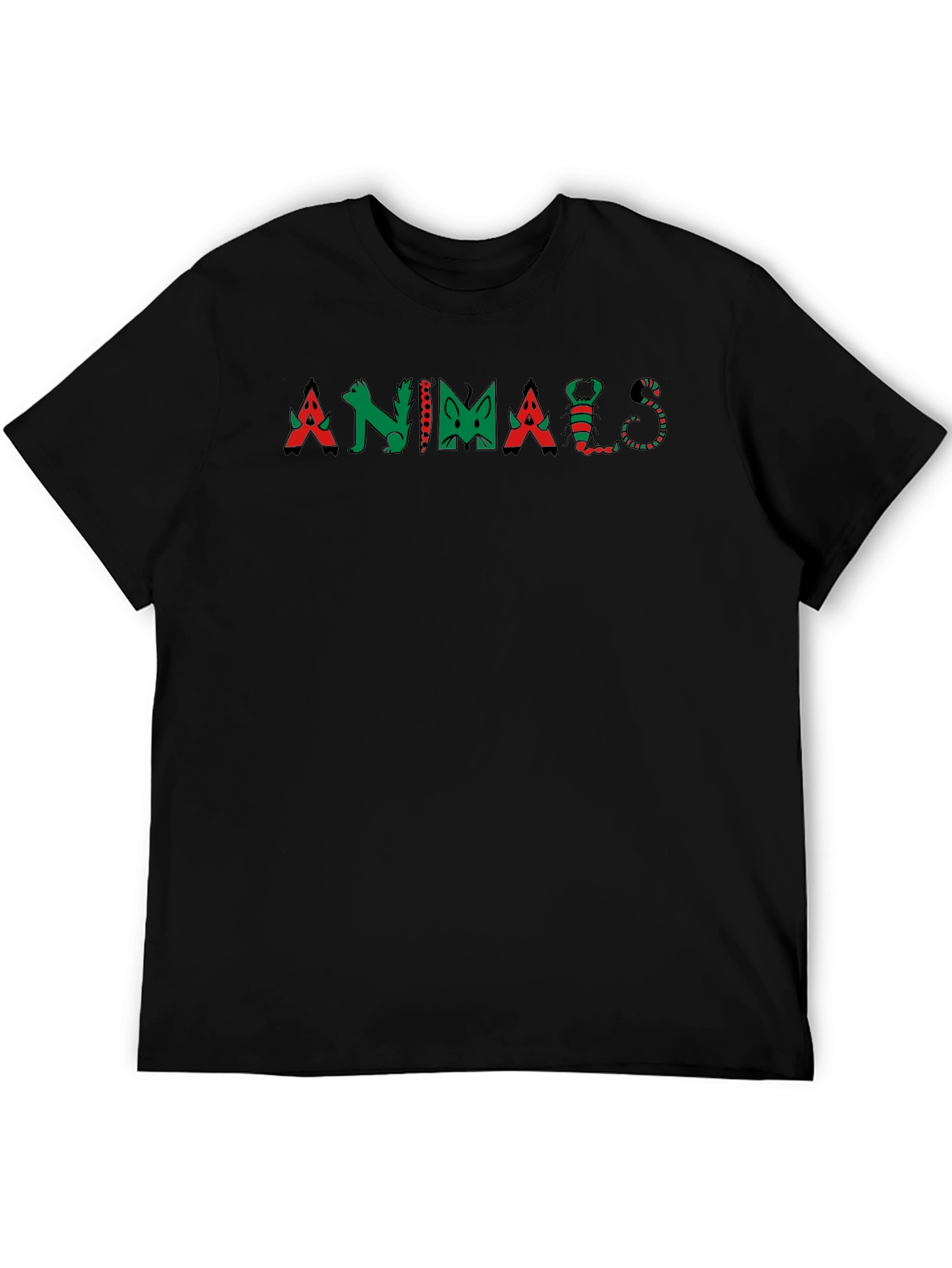 Animals Graphic Tee - Black Cotton T-Shirt
