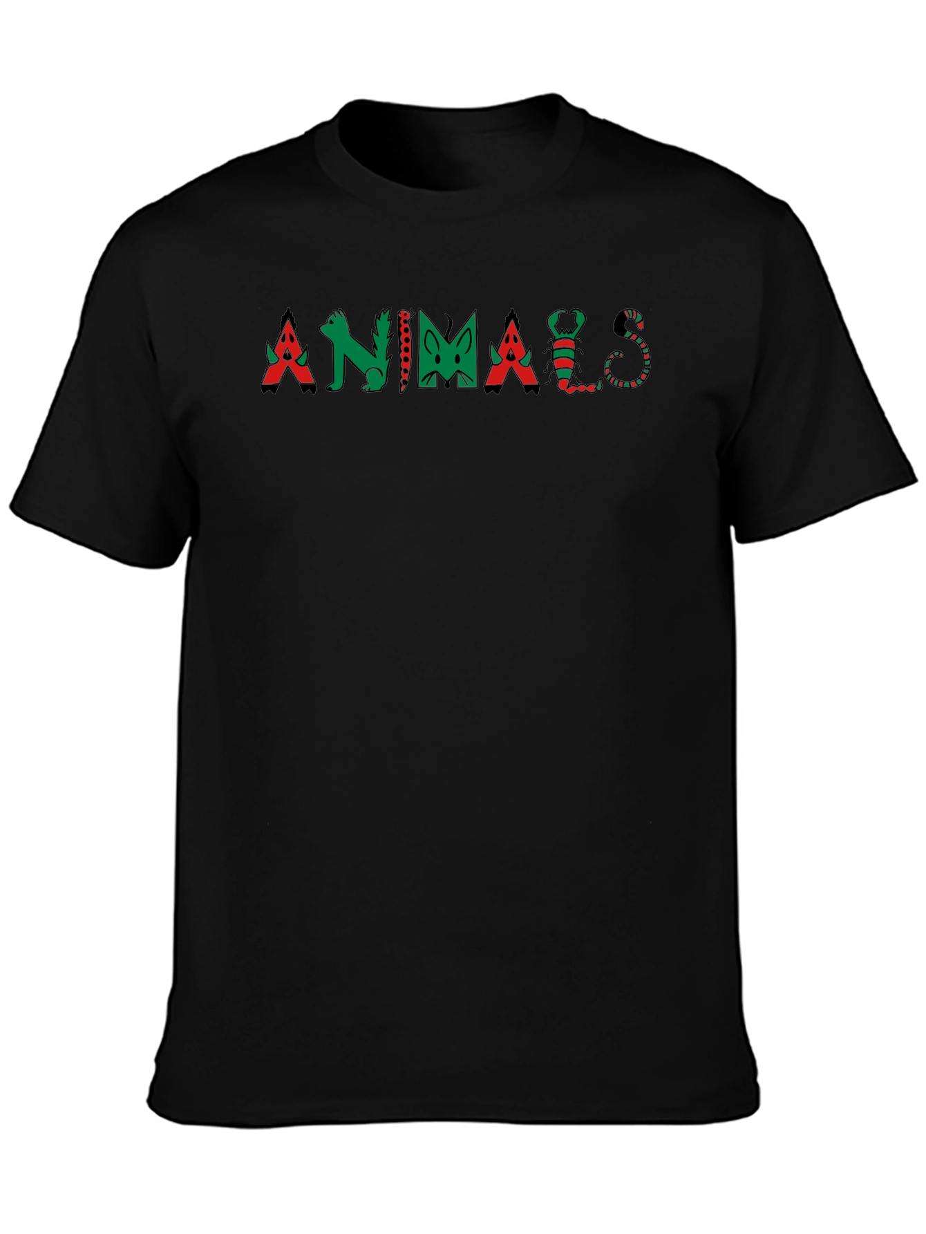 Animals Graphic Tee - Black Cotton T-Shirt