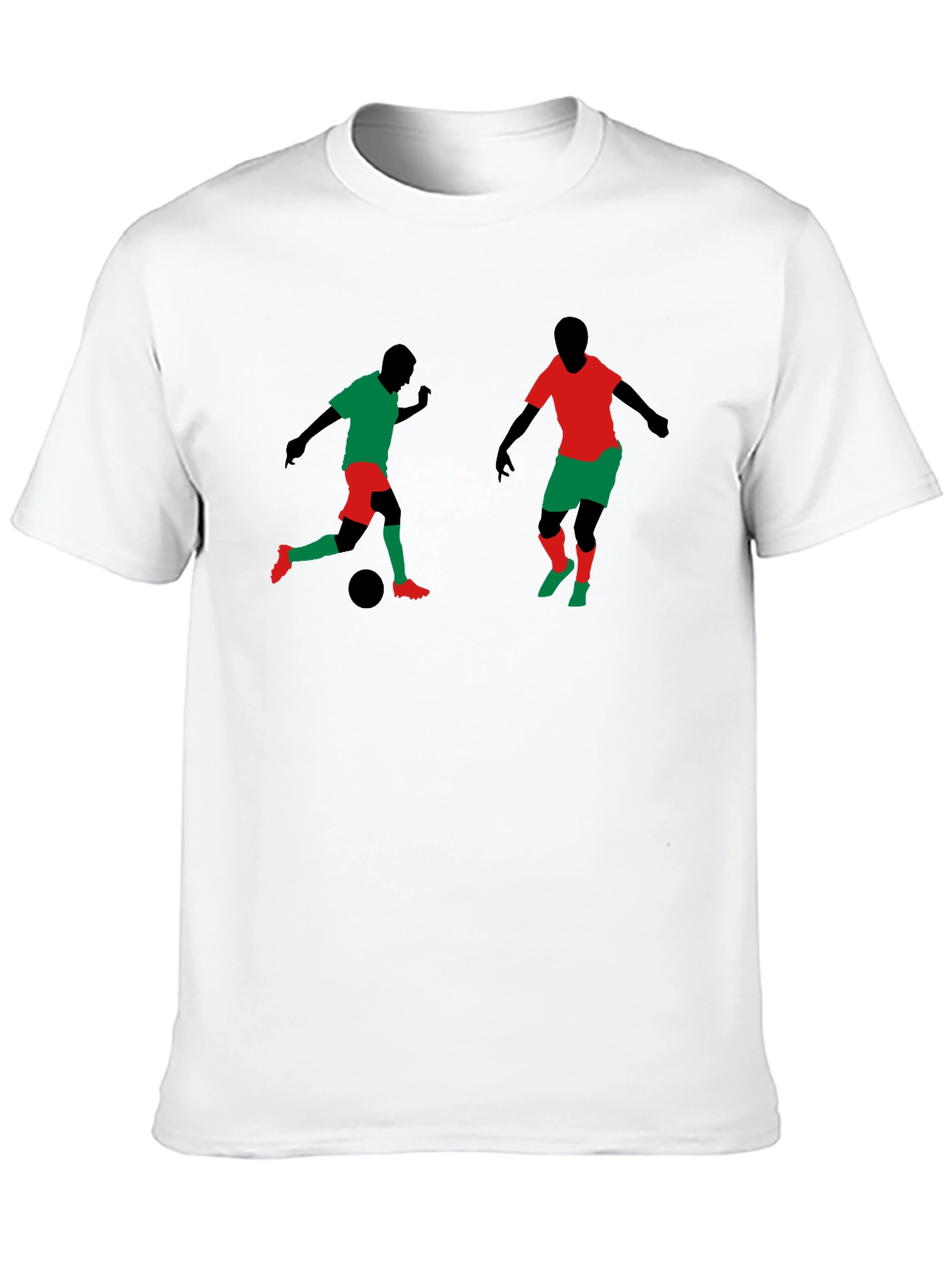 Soccer Players Graphic Tee - Black Cotton T-Shirt