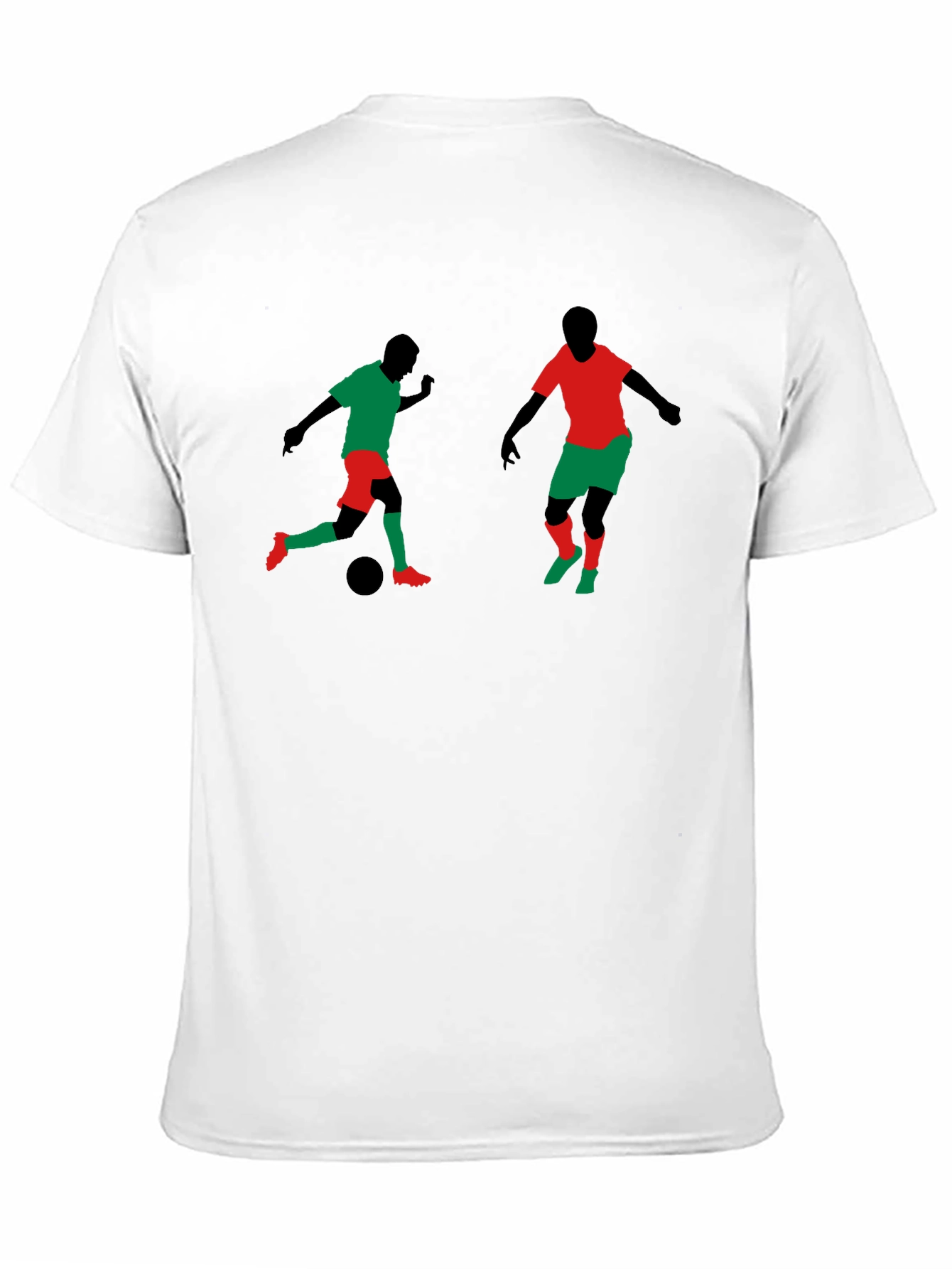 Soccer Players Graphic Tee - Black Cotton T-Shirt