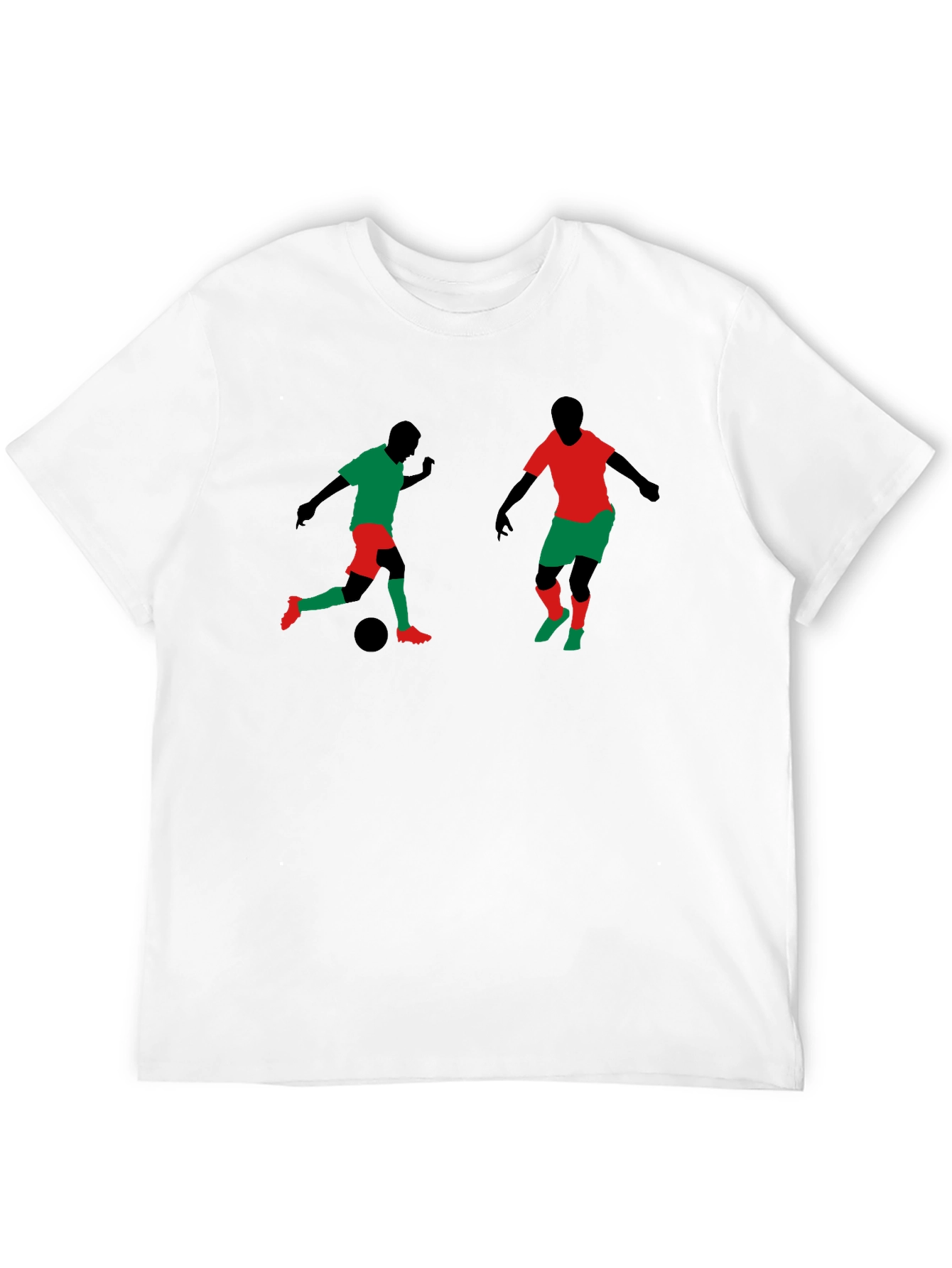 Soccer Players Graphic Tee - Black Cotton T-Shirt