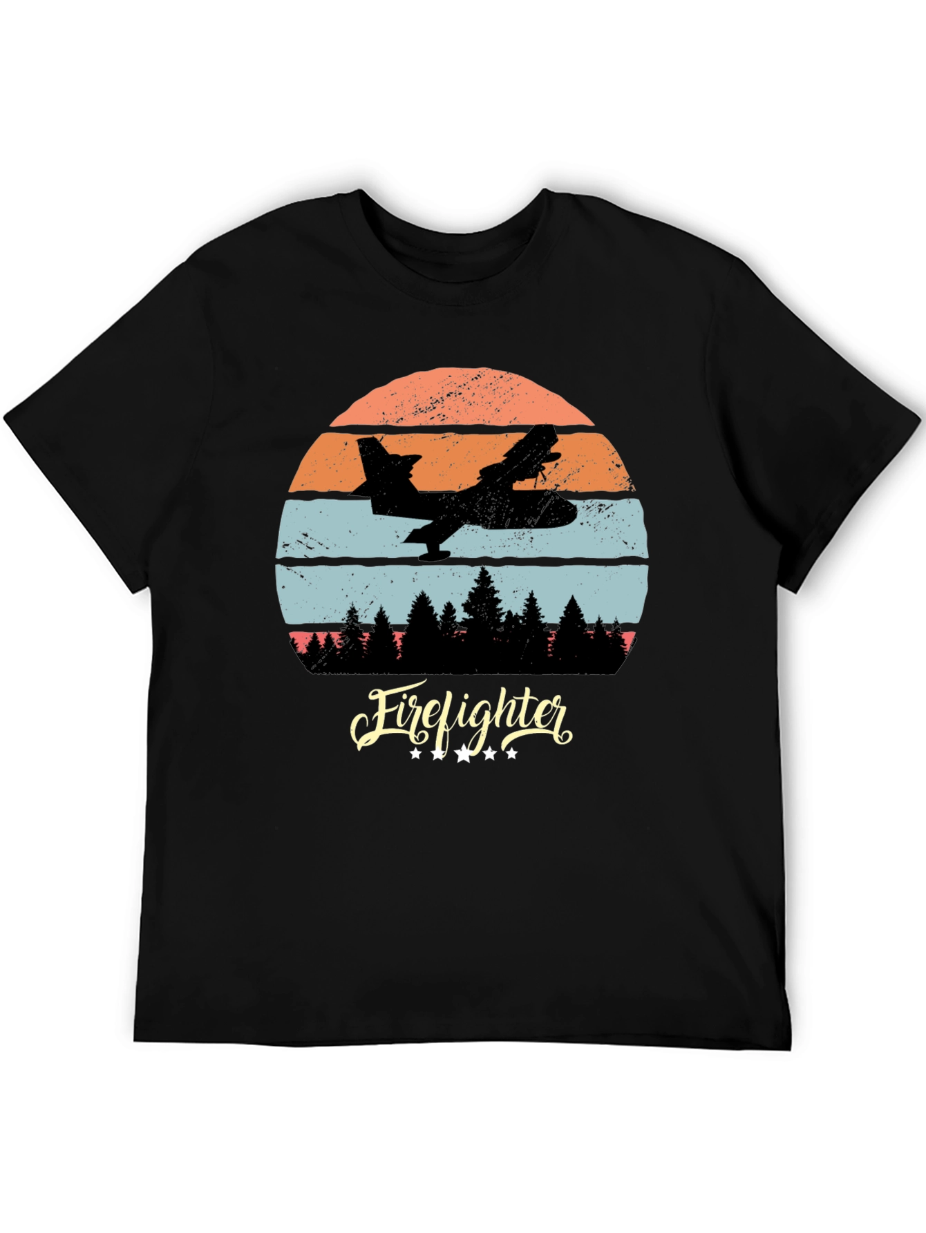 Firefighter Plane Retro T-Shirt