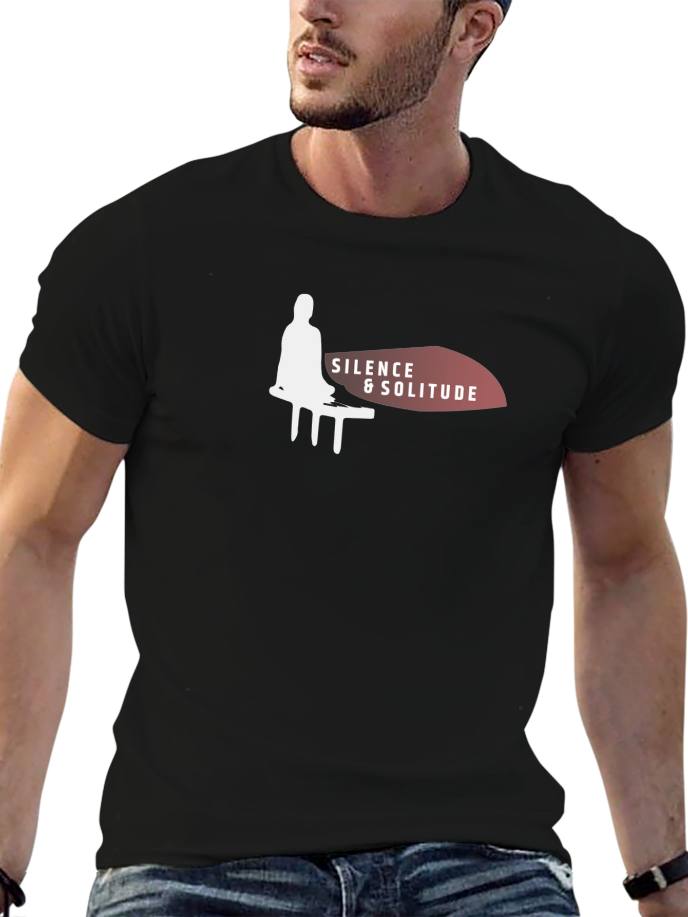 Silence & Solitude Black Graphic T-Shirt