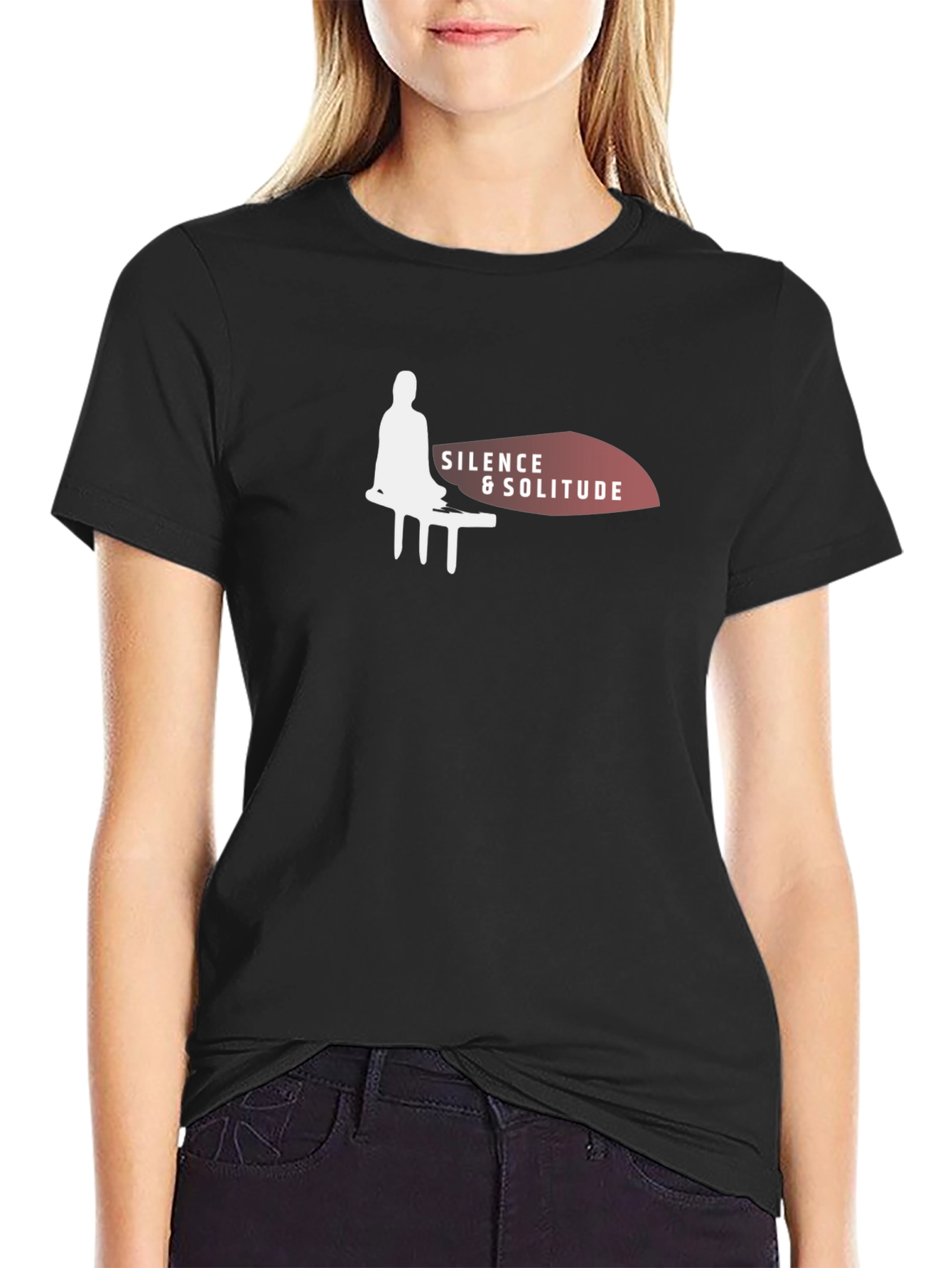 Silence & Solitude Black Graphic T-Shirt