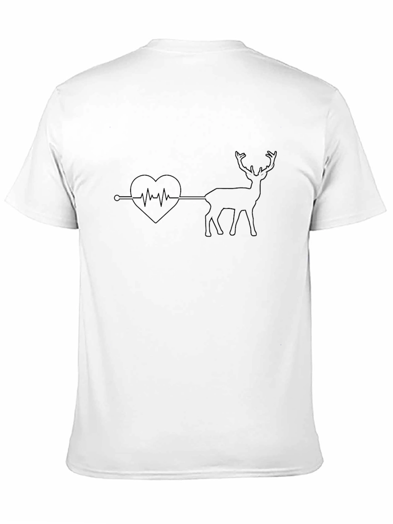 Heartbeat Deer Graphic Tee - Black Cotton T-Shirt