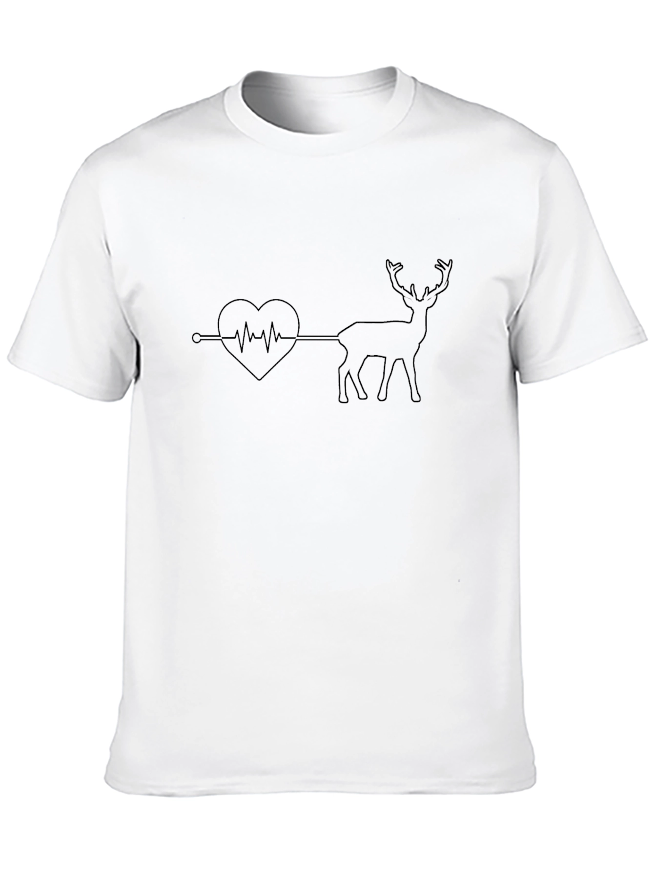 Heartbeat Deer Graphic Tee - Black Cotton T-Shirt