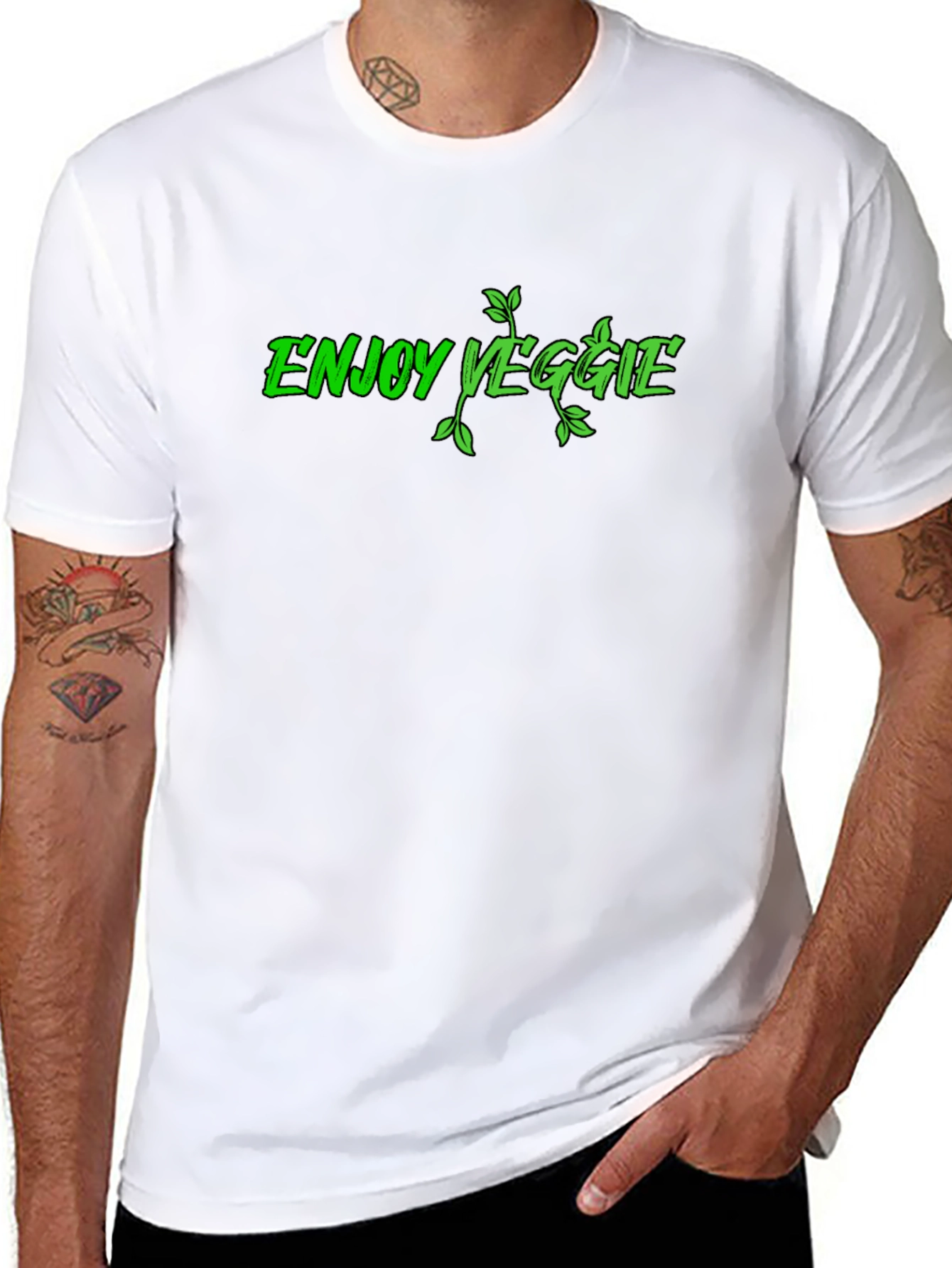 Enjoy Veggie Black Graphic T-Shirt