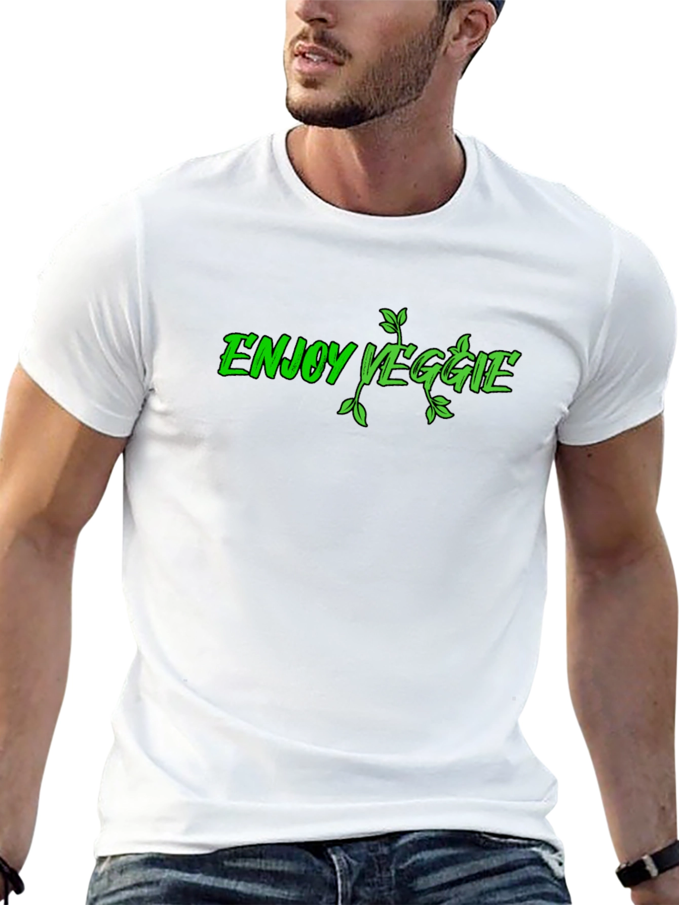 Enjoy Veggie Black Graphic T-Shirt